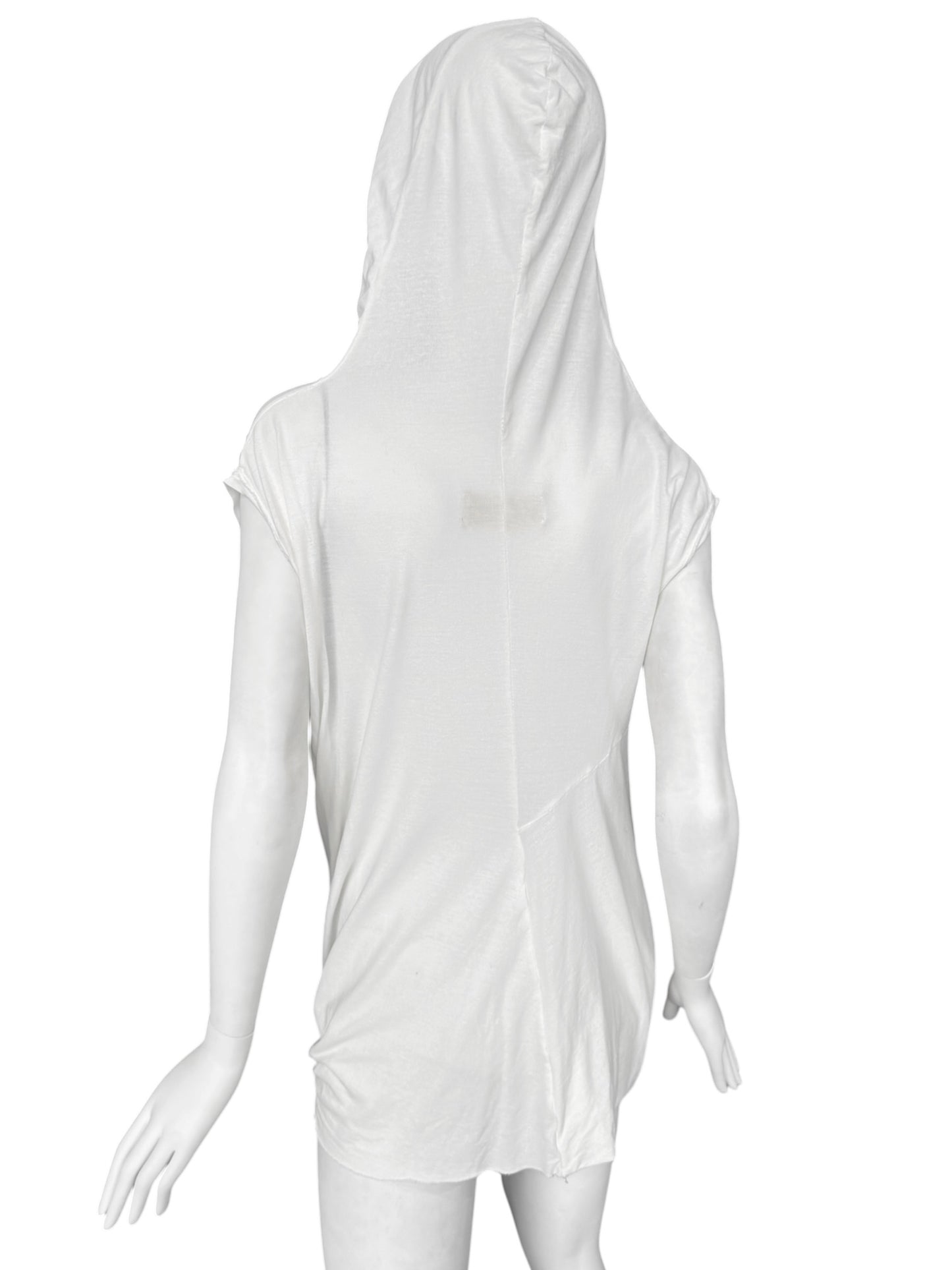 MARC LE BIHAN 2020s WHITE DRAPED HOODED TOP