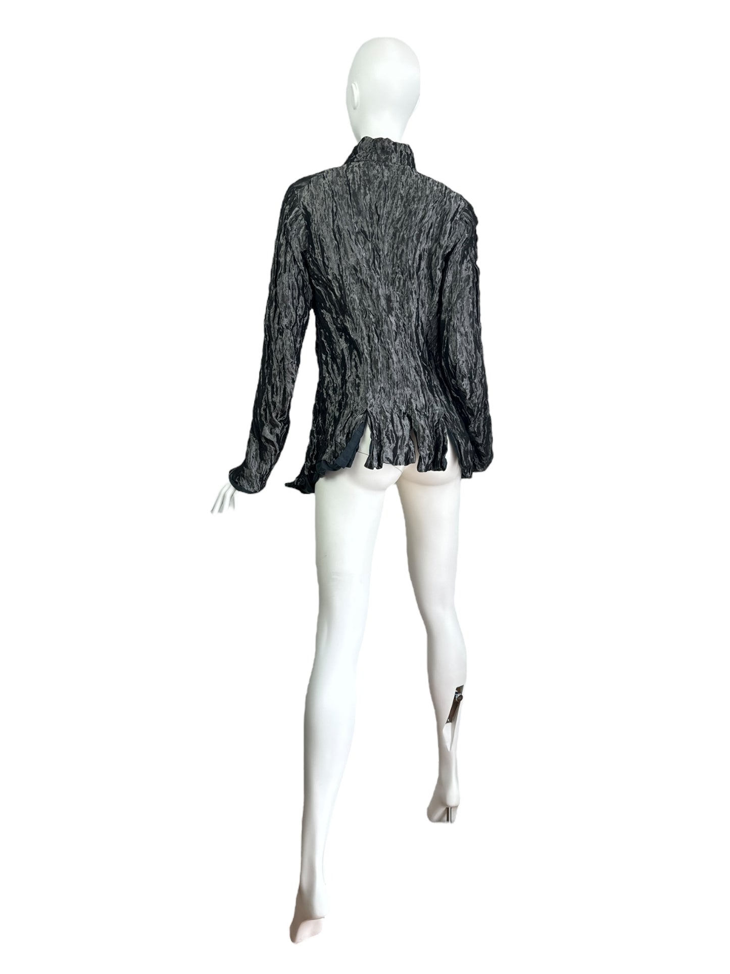 MARC LE BIHAN SS2000 SILVER SILK CREASED JACKET