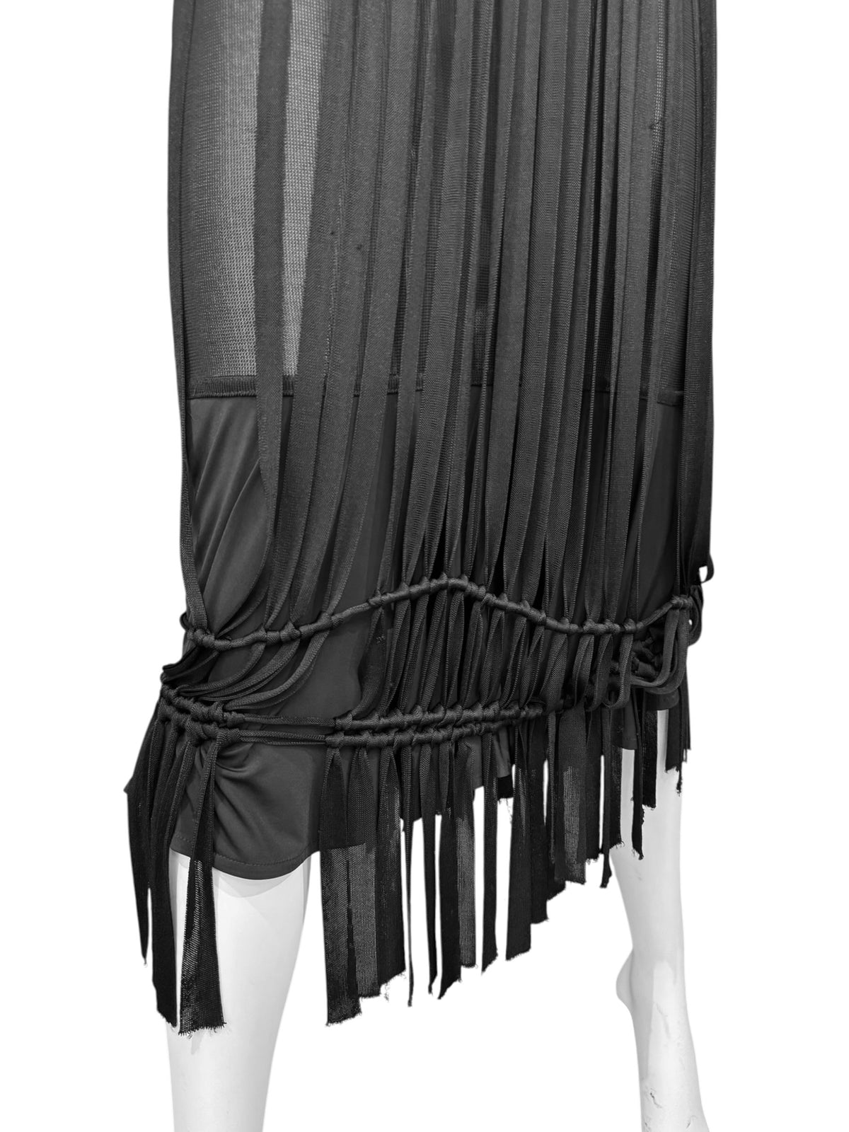 CHRISTIAN DIOR SS2003 ‘TOUGH CHIC’ BY JOHN GALLIANO BLACK MACRAMÉ MAXI DRESS