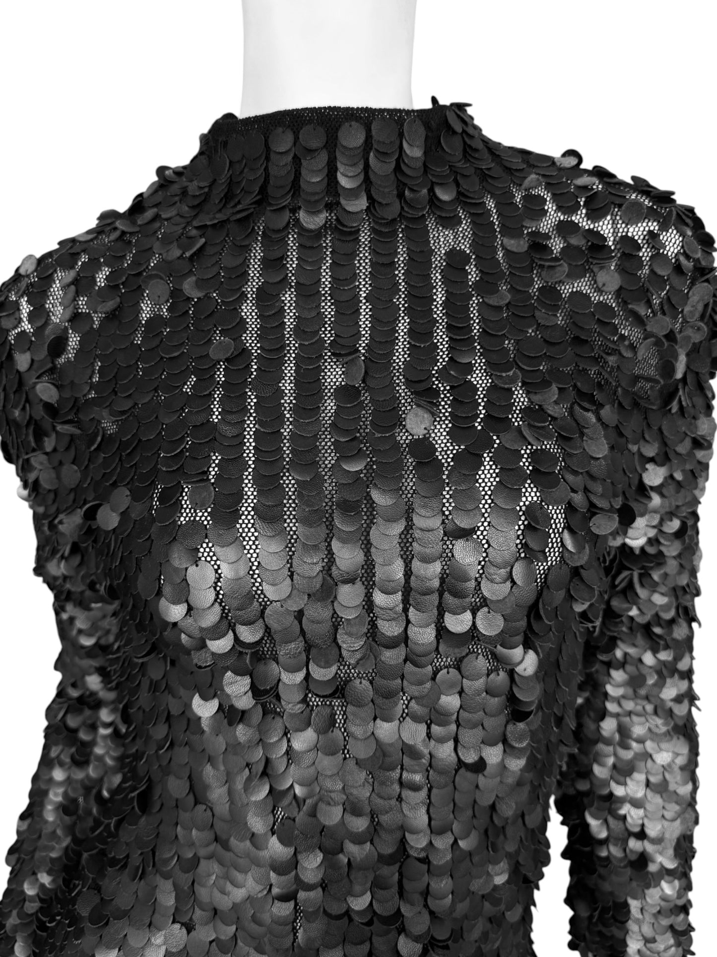PLEIN SUD FW2001 BLACK LEATHER EMBROIDERED SWEATER
