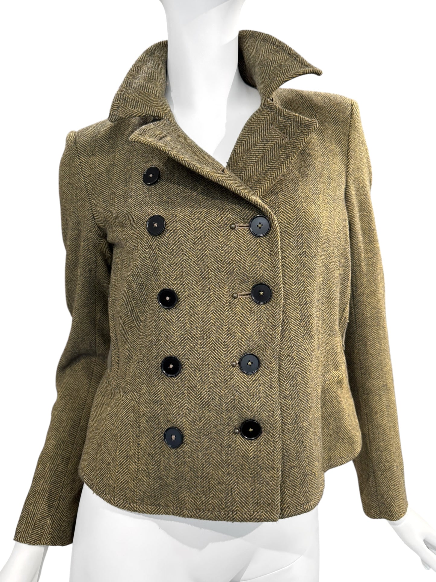 HIGH 2010s GREEN WOOL DOUBLE BREASTED JACKET