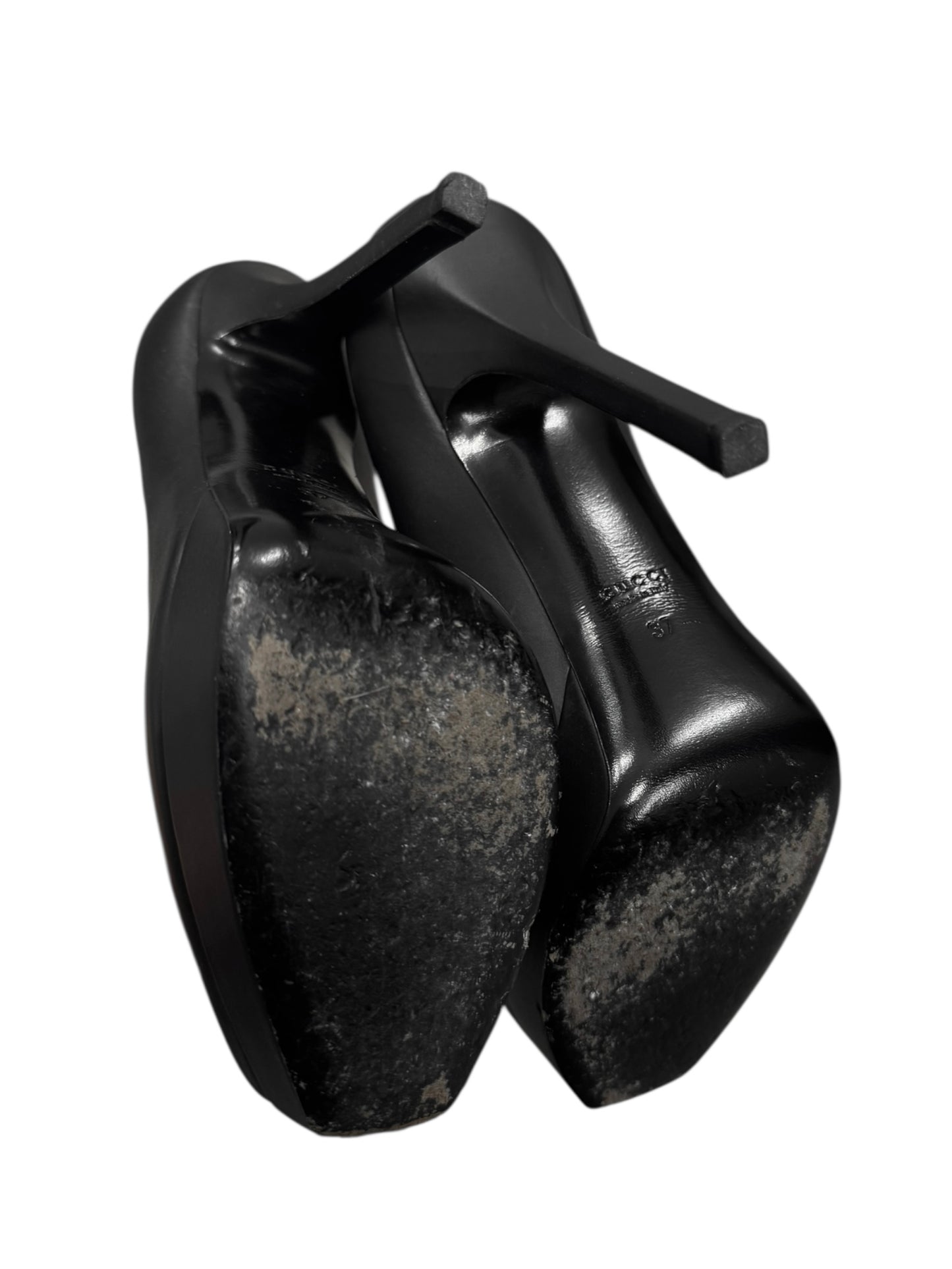 GUCCI FW2007 BY FRIDA GIANNINI BLACK LEATHER PLATFORM STILETTO HEELS