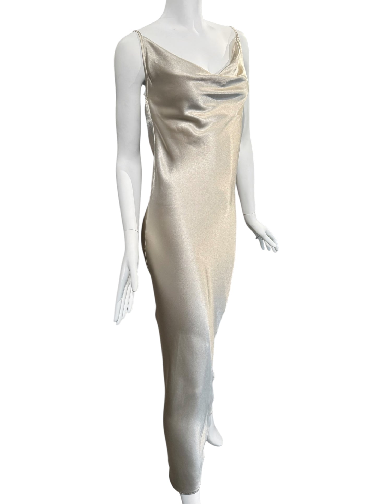 PLEIN SUD 1990s CHAMPAGNE OPEN BACKLESS MAXI DRESS