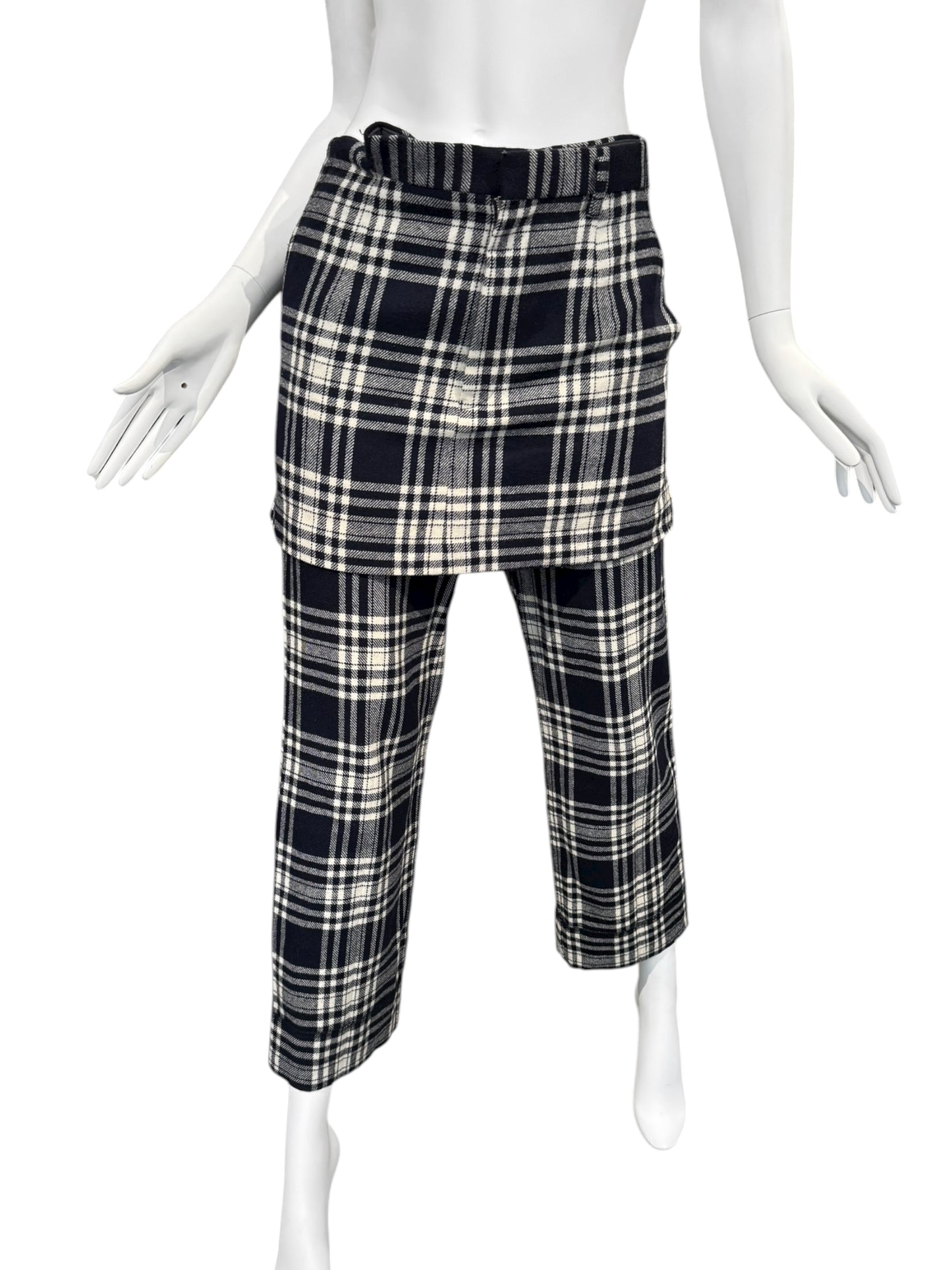 COMME DES GARÇONS FW1998 NAVY BLUE TARTAN SKIRT-LAYERED PANTS