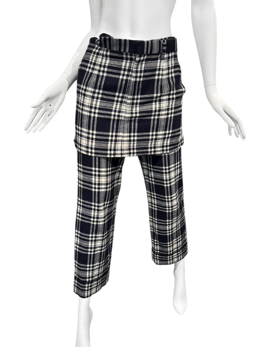 COMME DES GARÇONS FW1998 NAVY BLUE TARTAN SKIRT-LAYERED PANTS