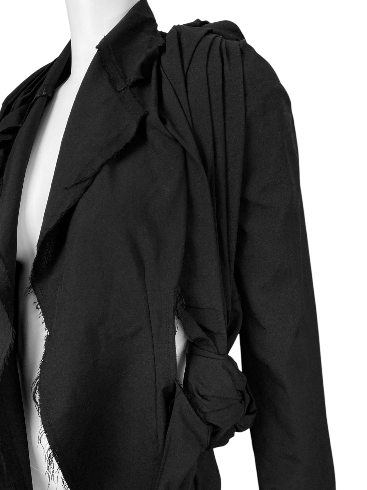 COMME DES GARÇONS SS2003 BLACK PLEATED KNOT BACKLESS BLAZER