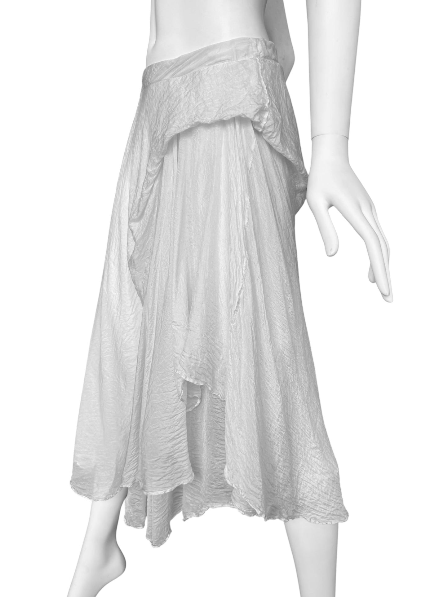 MARC LE BIHAN 2020s WHITE SILK MIDI SKIRT