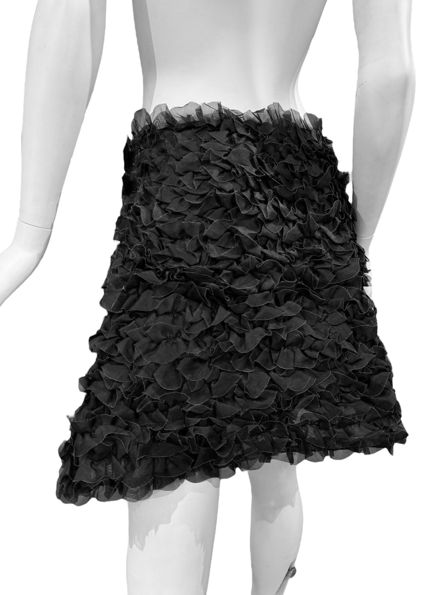 EMPORIO ARMANI SS2008 BLACK SILK RUFFLES MINI SKIRT