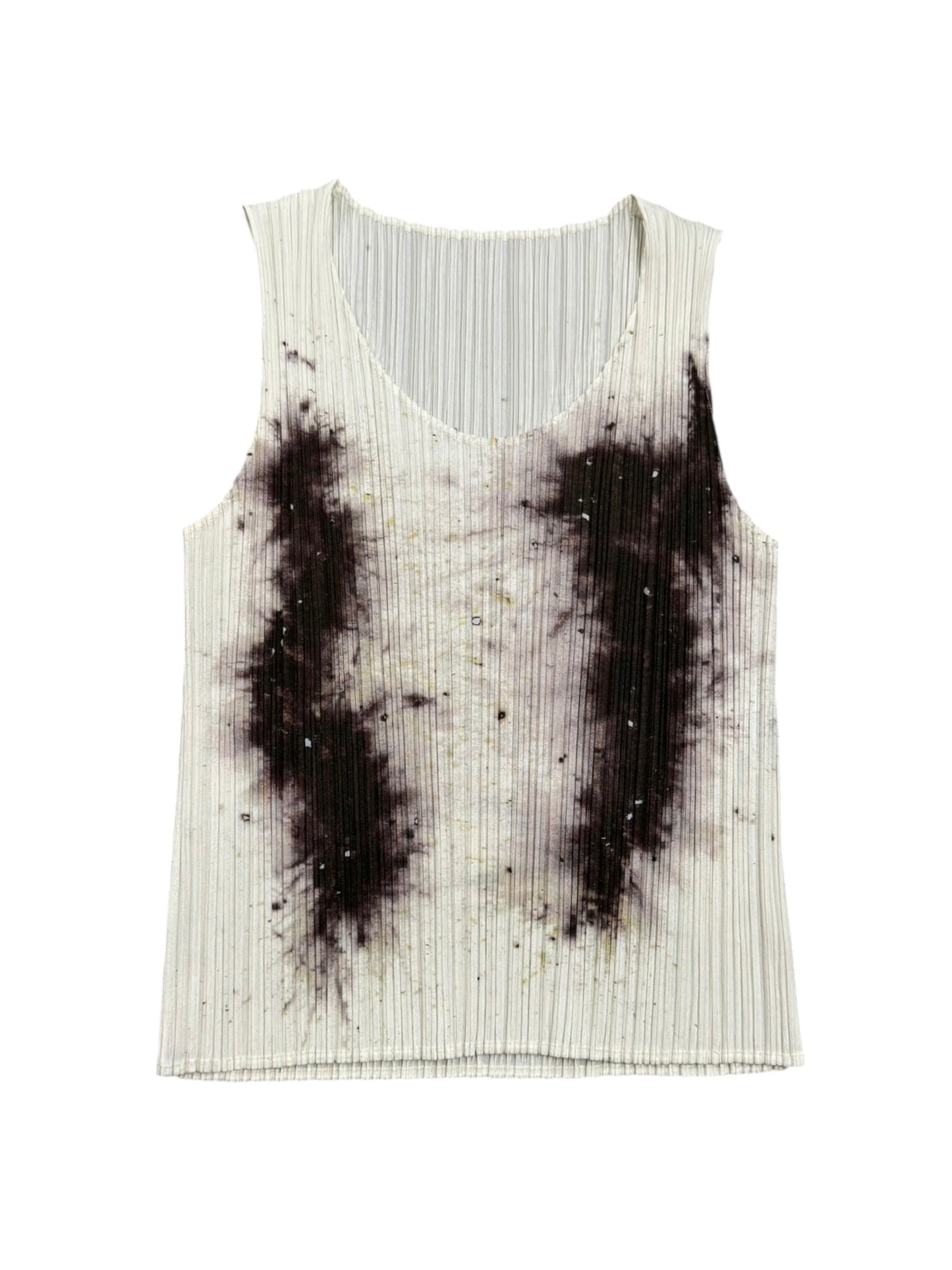 PLEATS PLEASE ISSEY MIYAKE 1998 X CAI GUO-QIANG GUNPOWDER PRINT PLEATED 3P. SET (TOP, PANTS & TUNIC)