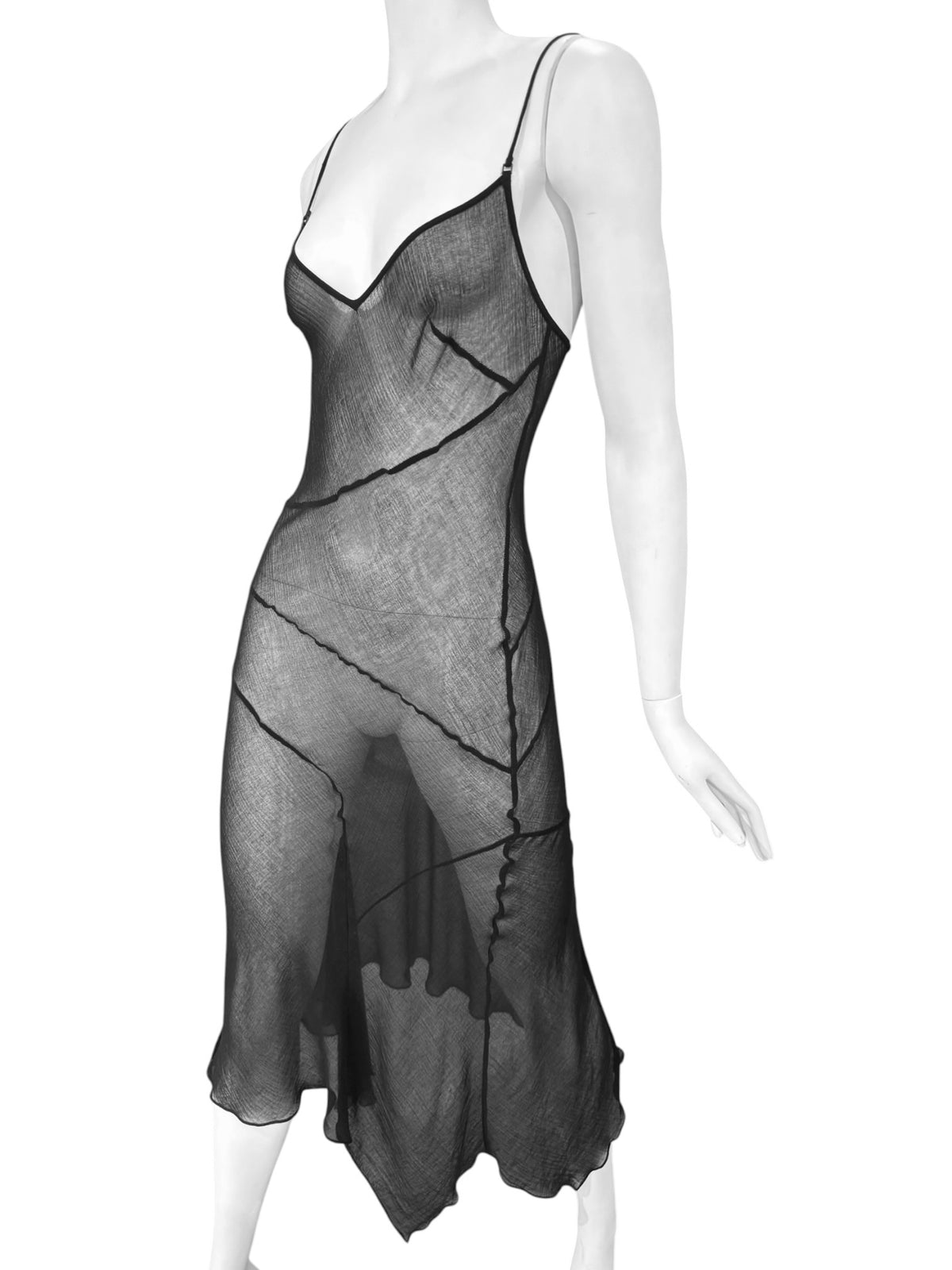 PLEIN SUD SS2002 BLACK SHEER MAXI DRESS