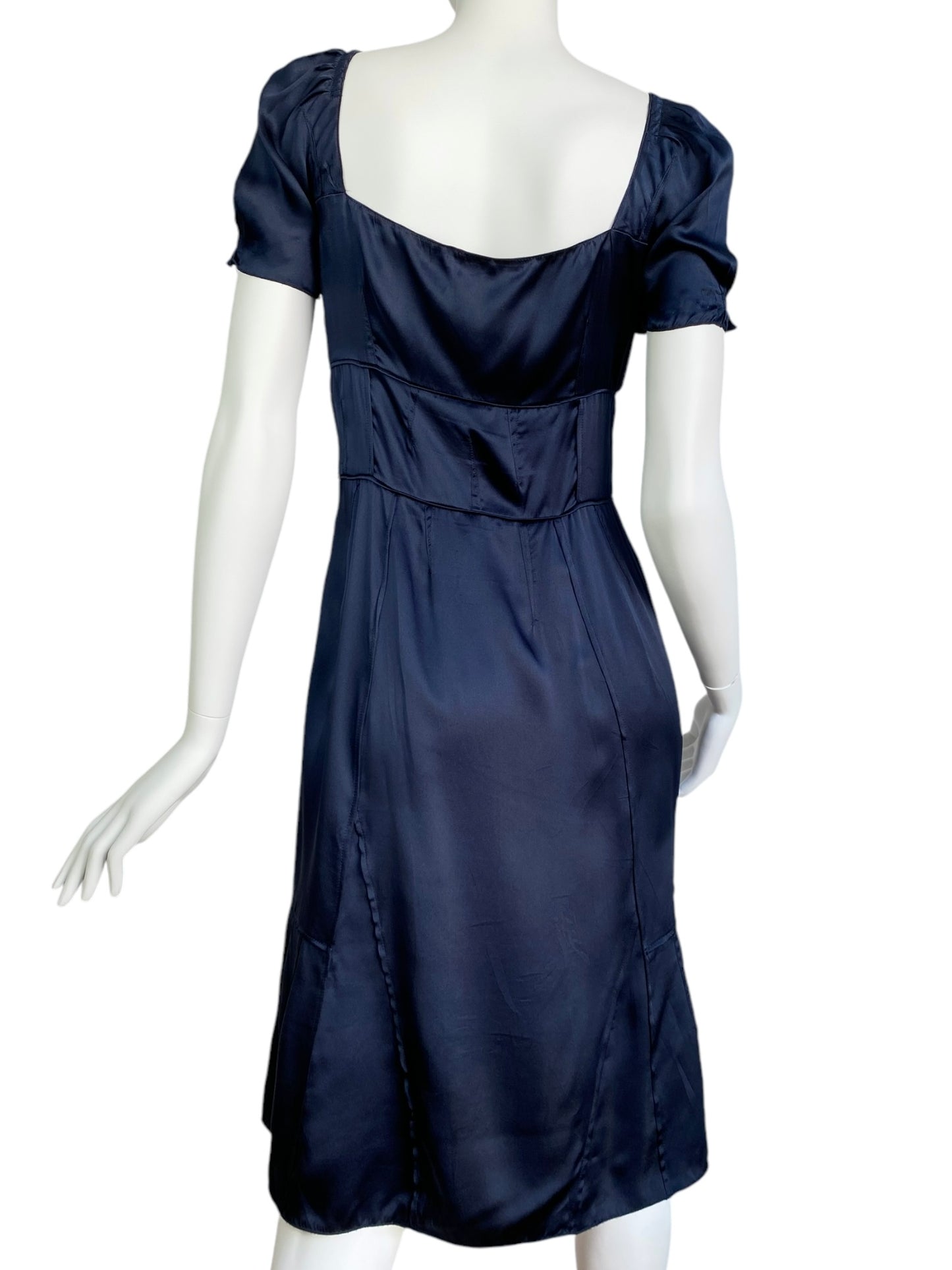 MIU MIU RESORT 2006 NAVY SILK MIDI DRESS