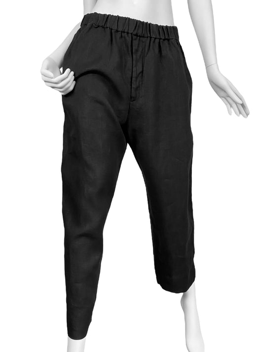 DASHIEL BRAHMANN 2020s BLACK LINEN PANTS