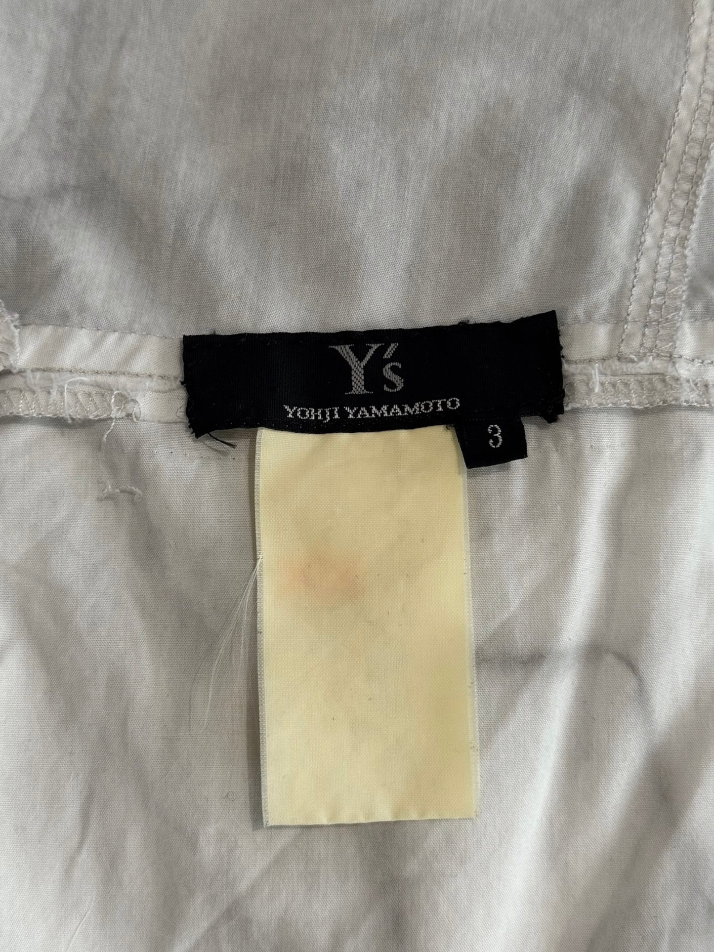 Y’S YOHJI YAMAMOTO 2000s GREY RUSHED DRAPED HEM LIGHTWEIGHT COAT