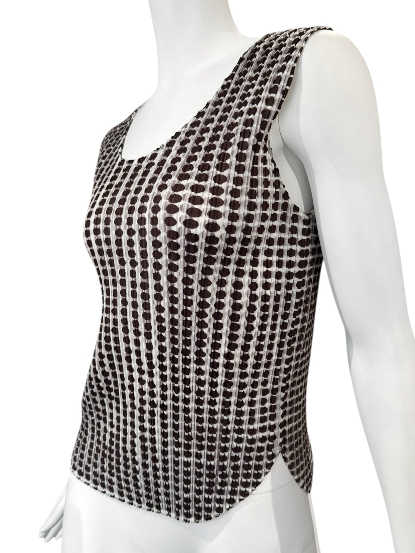 PLEATS PLEASE 2010s BROWN POLKA DOT TANK TOP