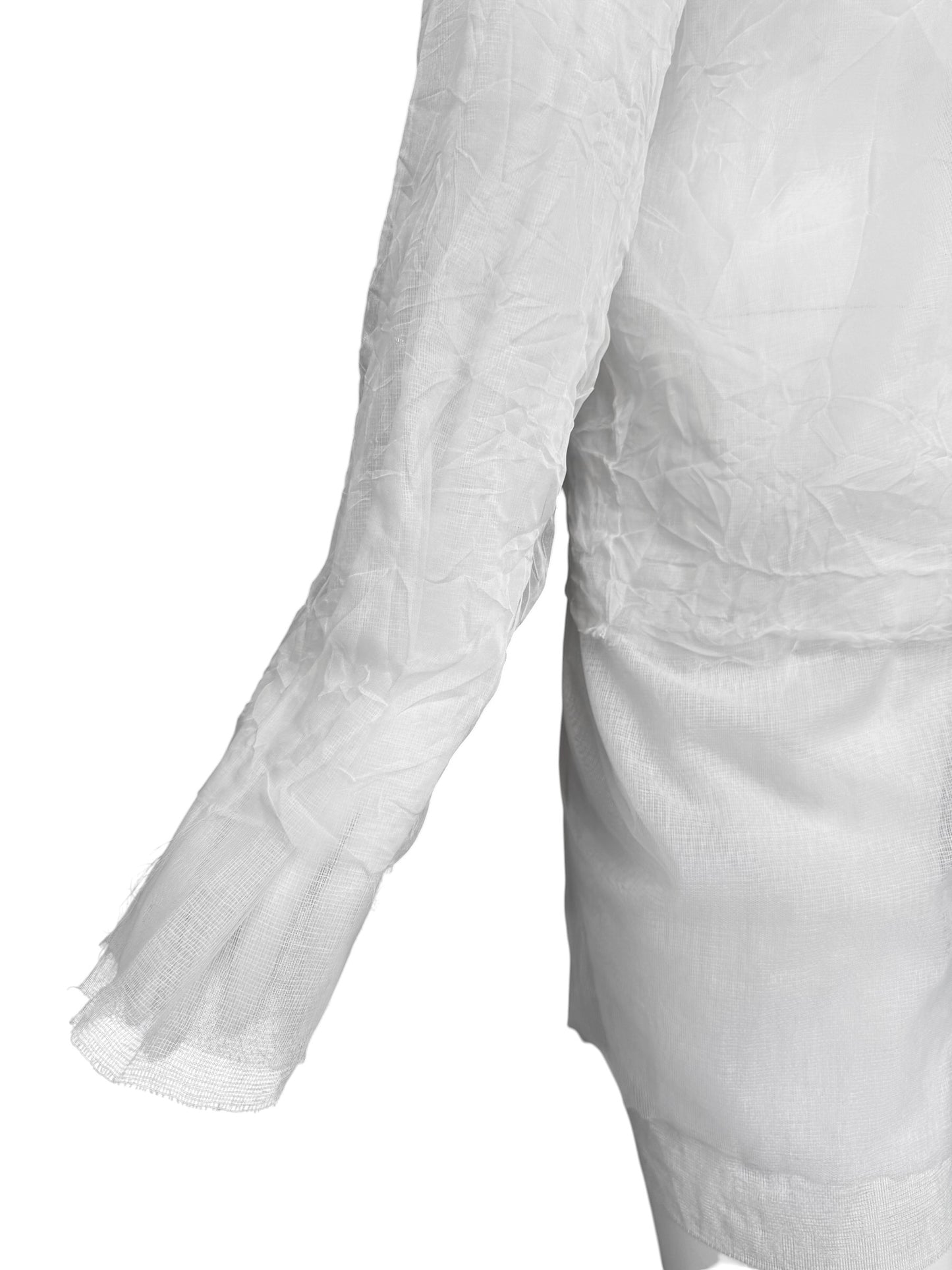 MAISON MARGIELA SS2021 BY JOHN GALLIANO WHITE CREASED LAYERED ZIP TOP