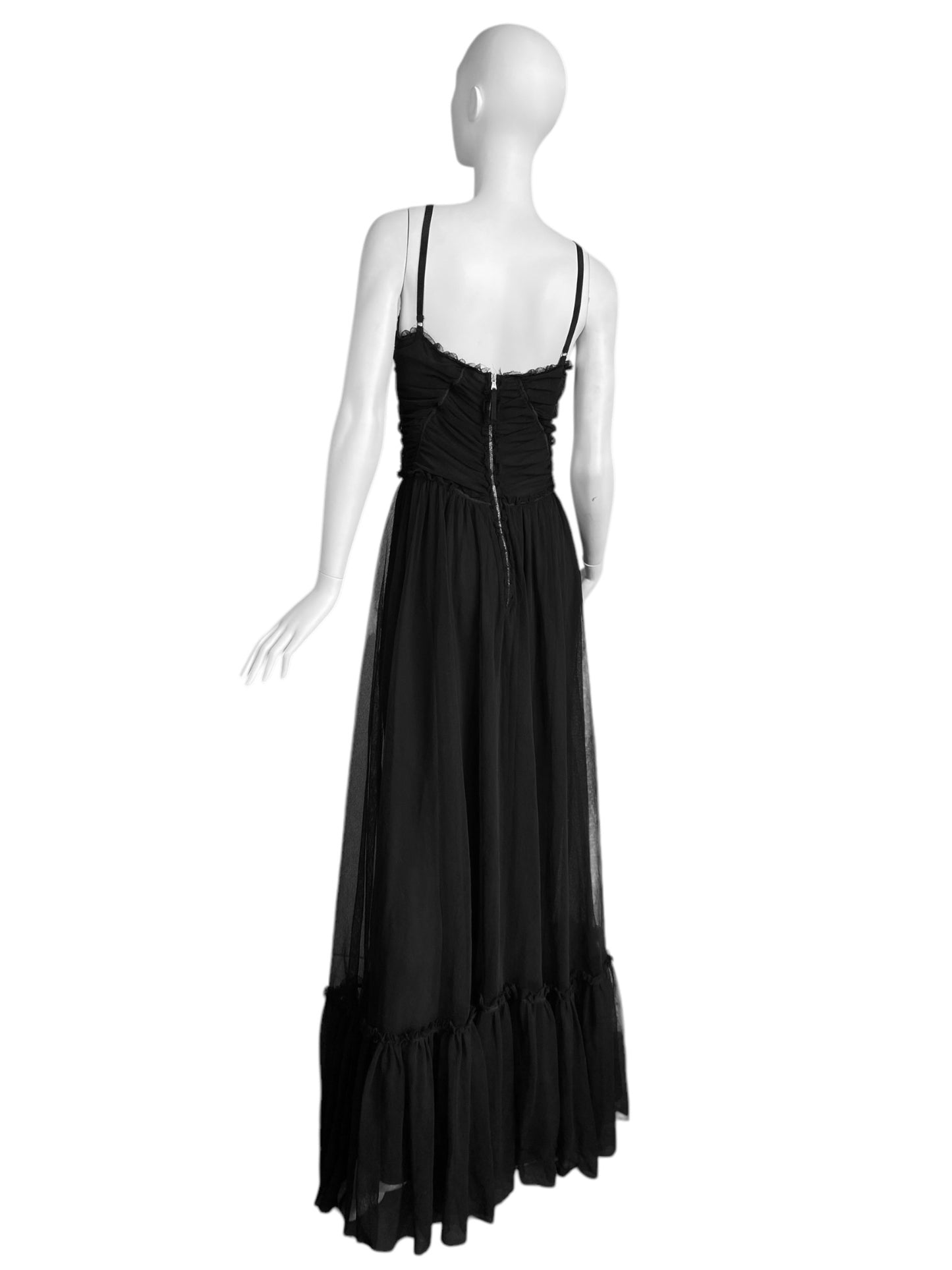 D&G 2000s BLACK TULLE MAXI DRESS