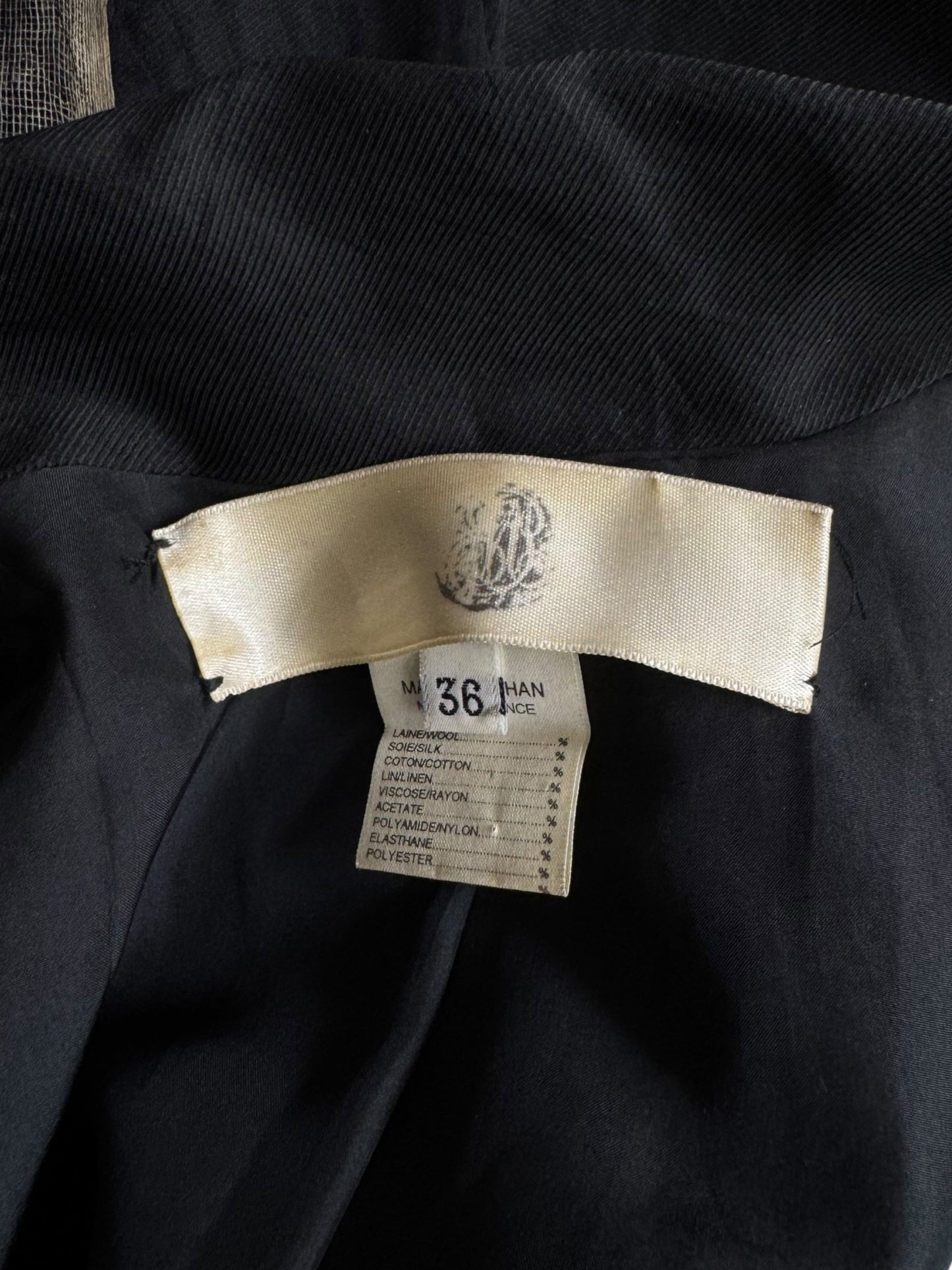 MARC LE BIHAN 1994 BLACK ASYMMETRICAL EMBELLISHED BLAZER