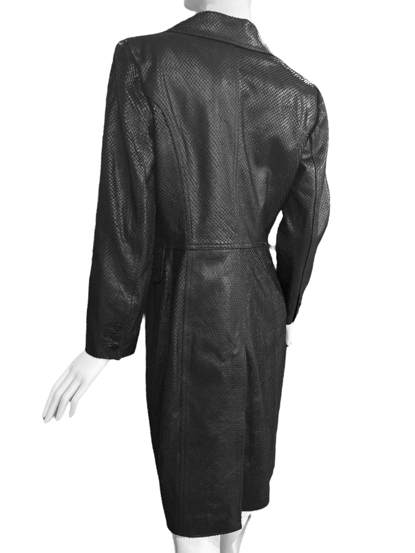PLEIN SUD 1990s BLACK SNAKESKIN COAT