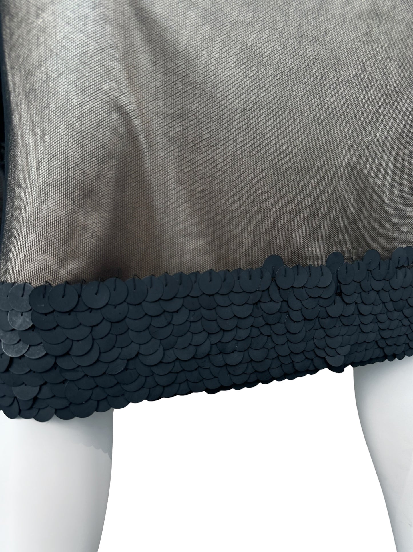 PLEIN SUD SS1999 BLACK TULLE EMBELLISHED HEM MIDI SKIRT
