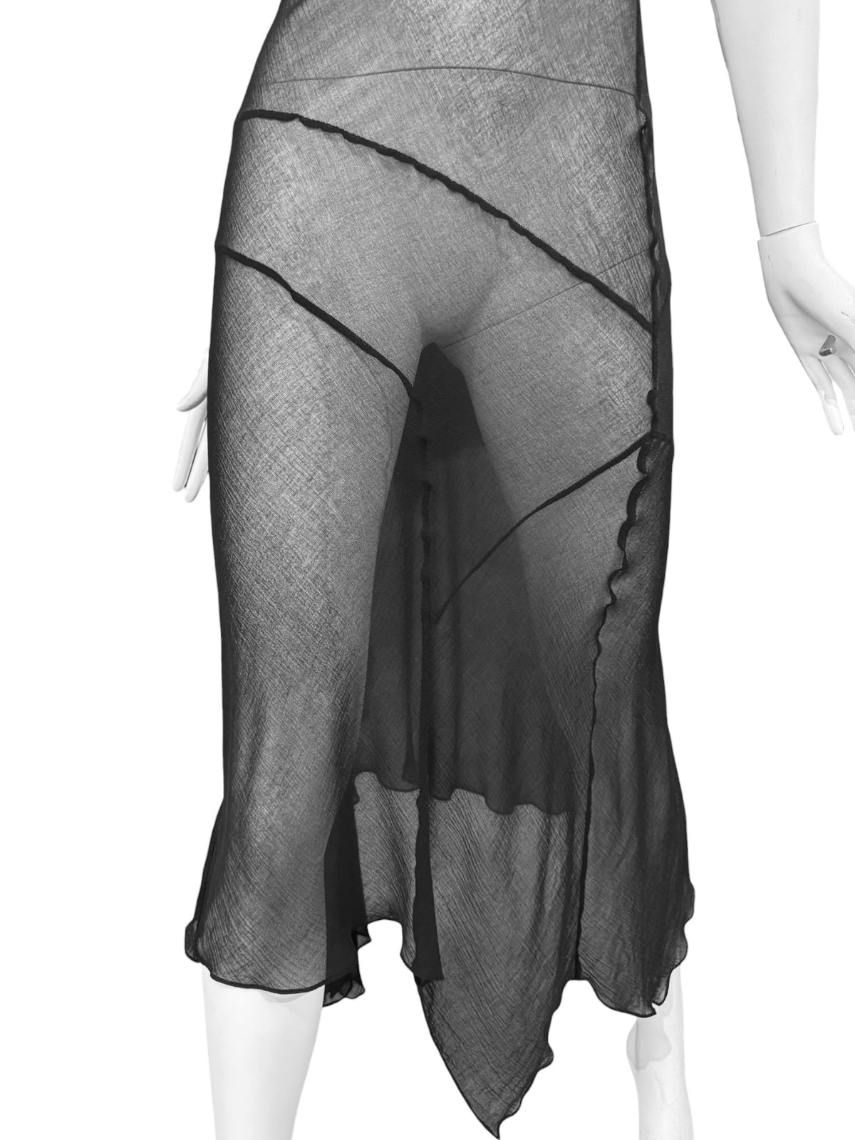 PLEIN SUD SS2002 BLACK SHEER MAXI DRESS
