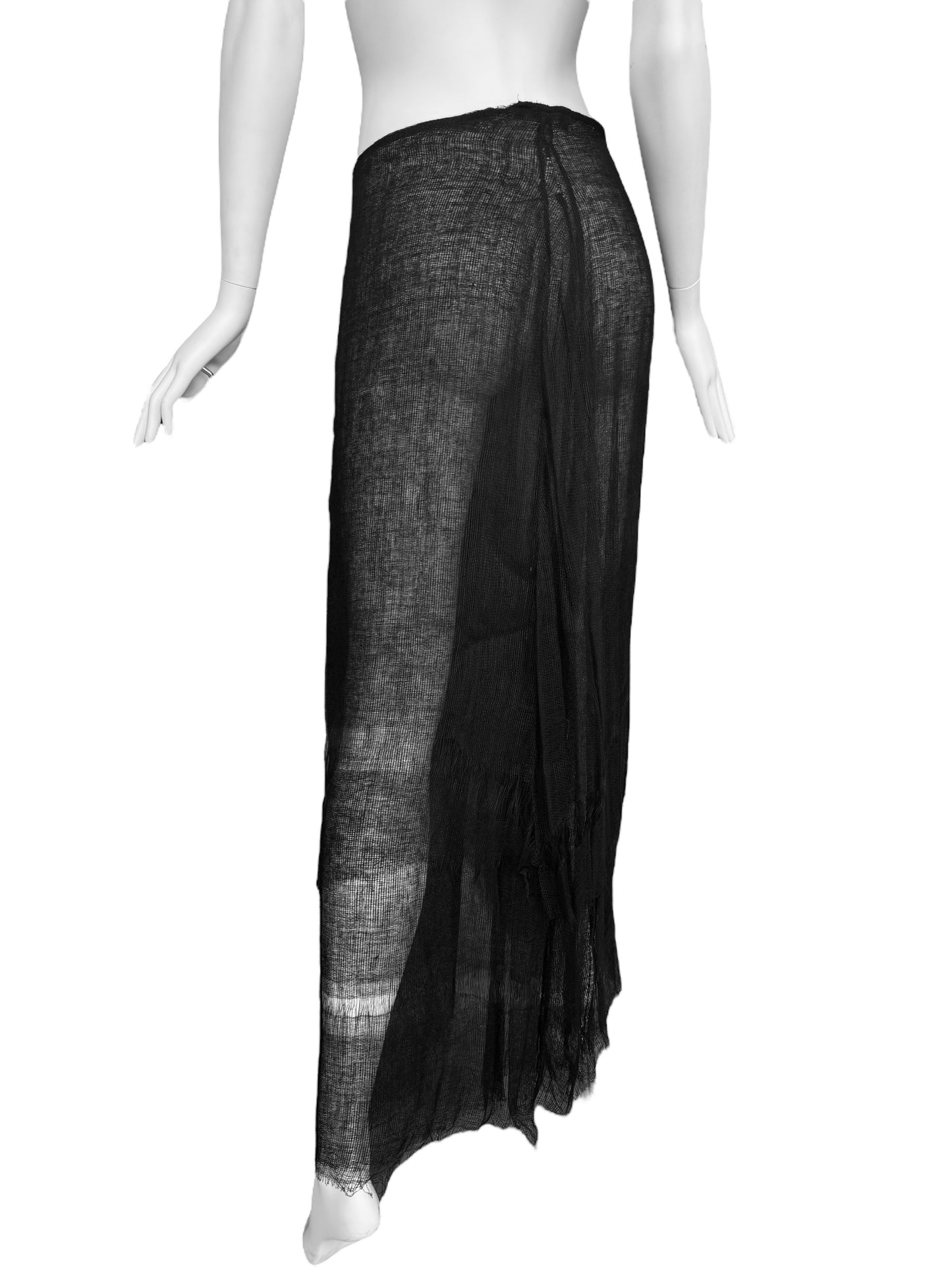 FAYÇAL AMOR SS1993 BLACK RAW JUTE MAXI SKIRT