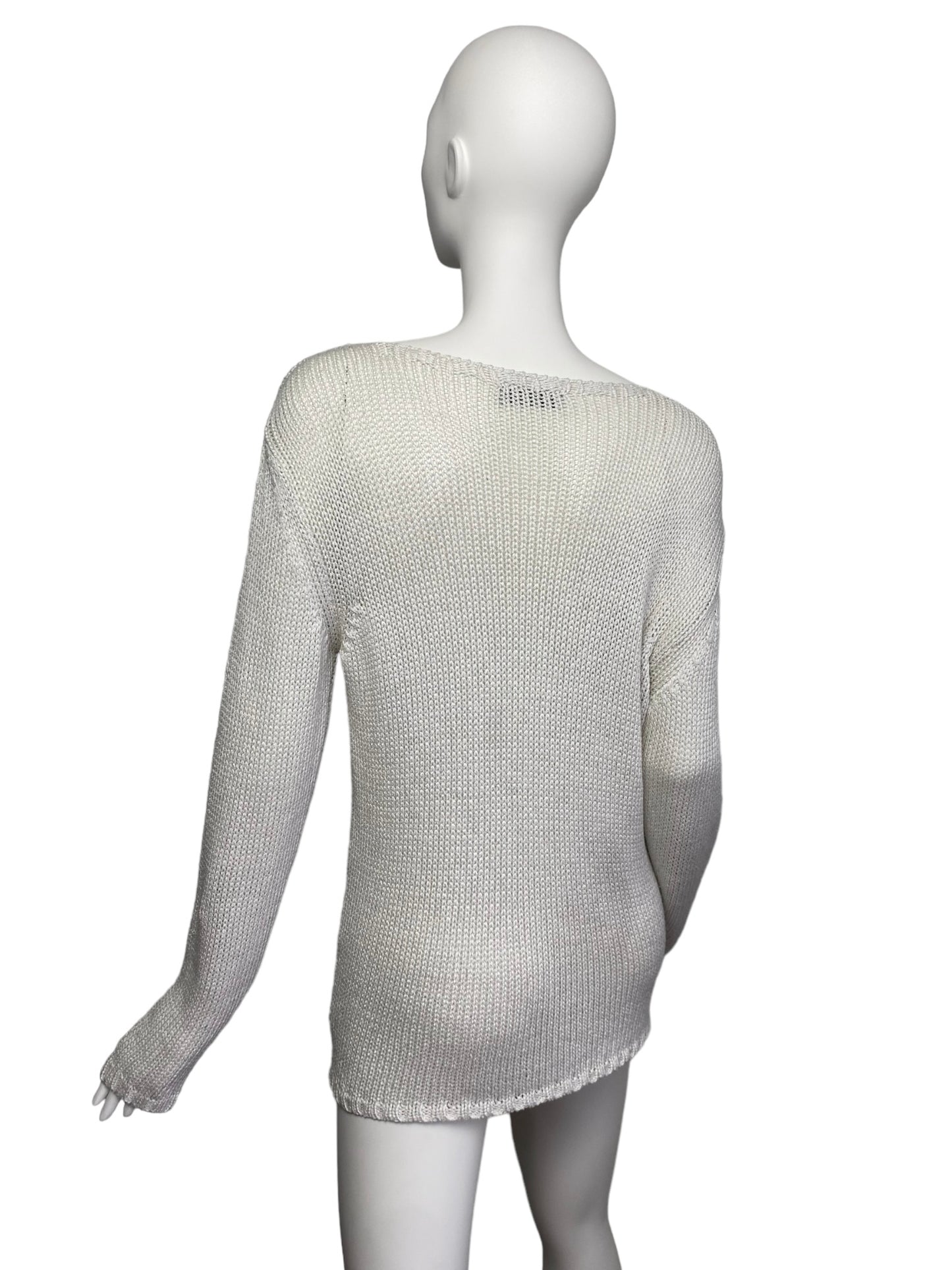 NEW NATH NATH 2000s WHITE DISTRESS KNIT SWEATER