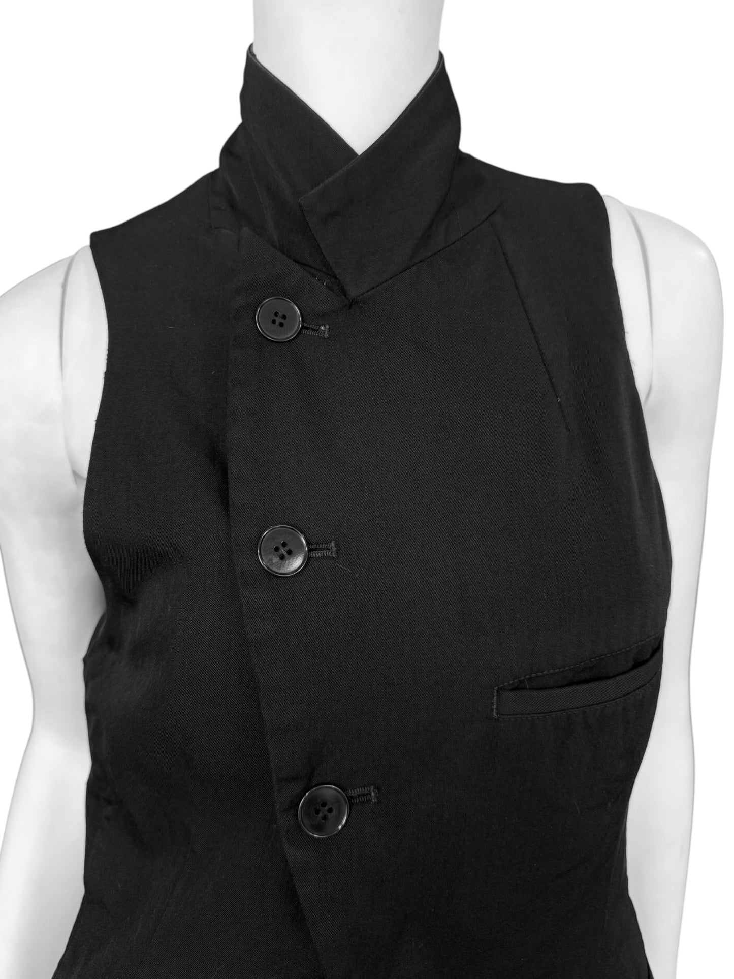 Y’S YOHJI YAMAMOTO 2000s BLACK WOOL ASYMMETRICAL VEST