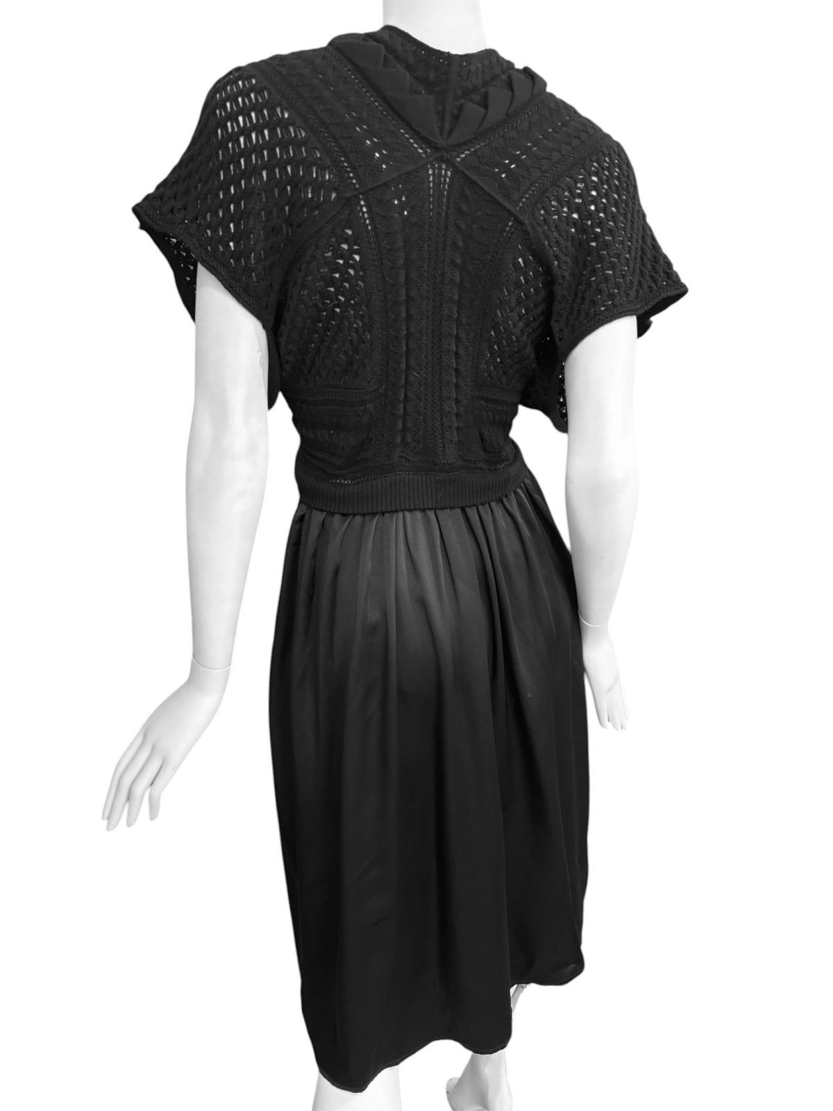 PLEIN SUD JEANIUS 2000s BLACK SILK & WOOL MIDI DRESS