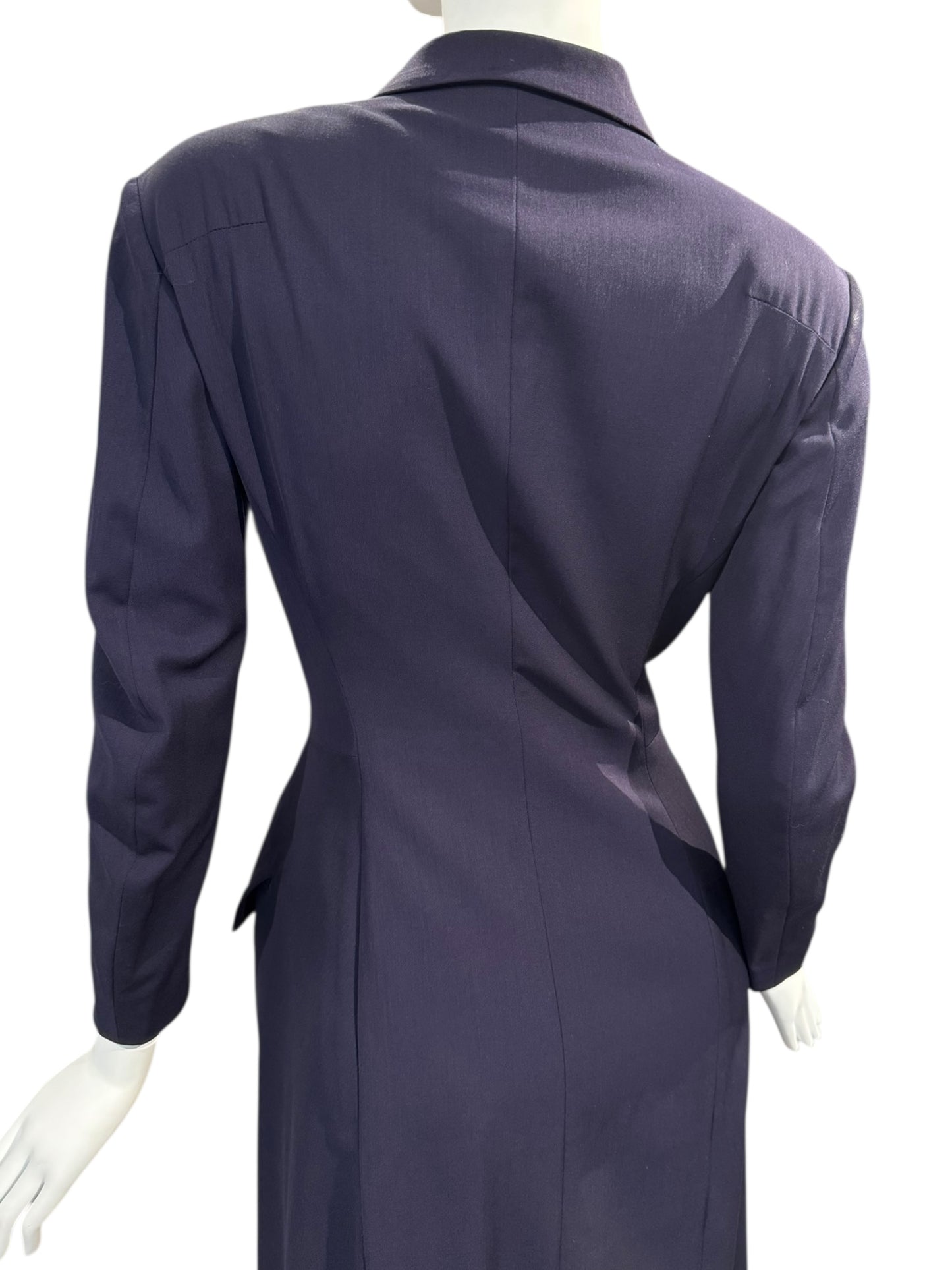 YOHJI YAMAMOTO SS1997 PURPLE WOOL DOUBLE BREASTED MAXI COAT