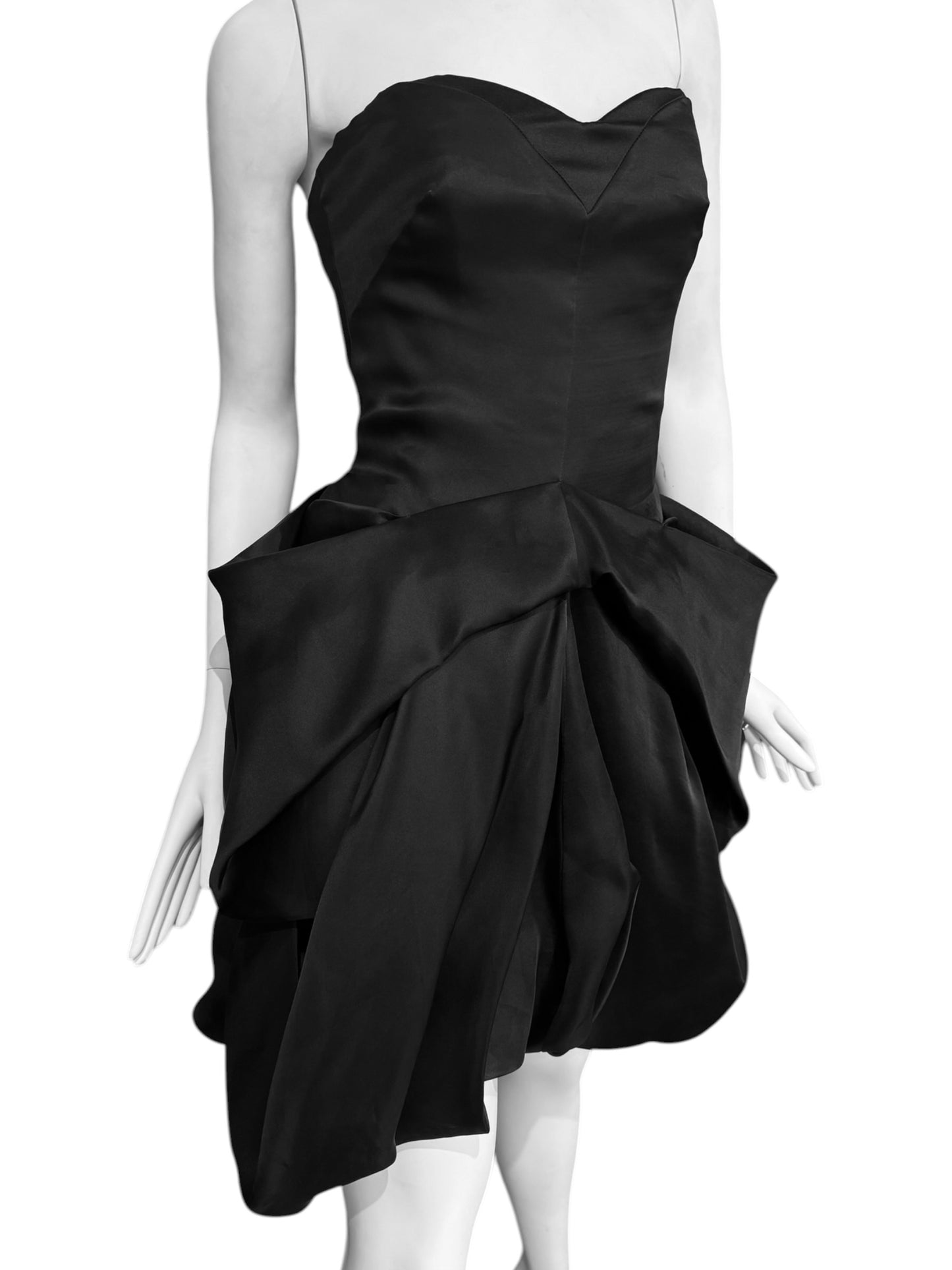 ALEXANDER MCQUEEN SS2009 «NATURAL DIS-TINCTION UN-NATURAL SELECTION» BLACK SILK BUSTIER MINI DRESS