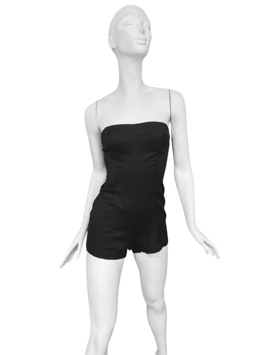 PLEIN SUD 1990s BLACK STRAPLESS MINI JUMPSUIT