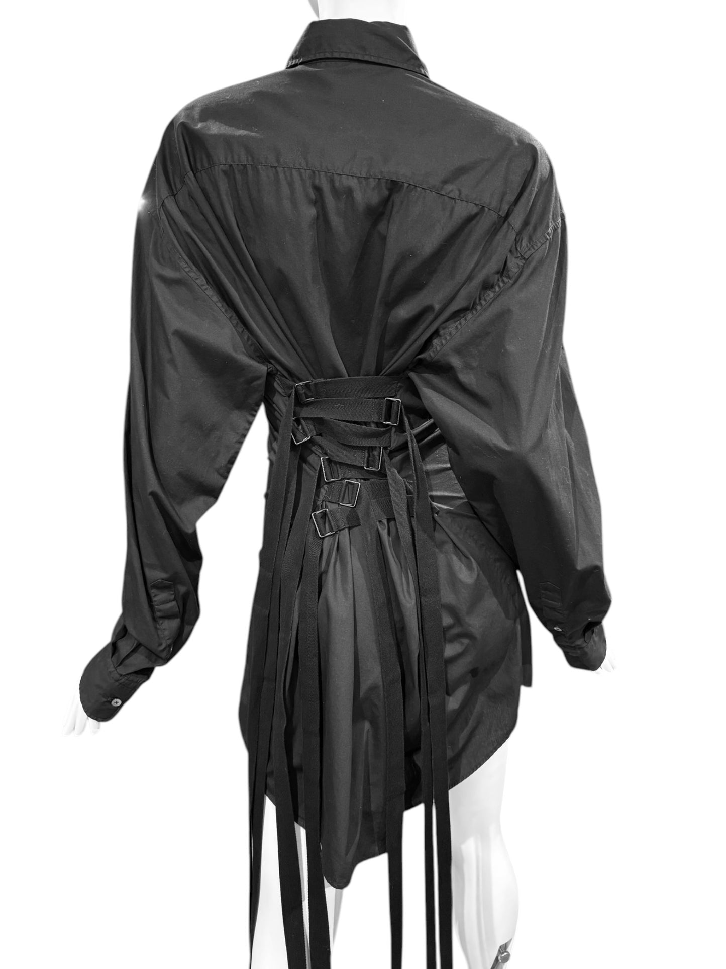ANN DEMEULEMEESTER SS2024 BY STEFANO GALLICI BLACK CORSET SHIRT
