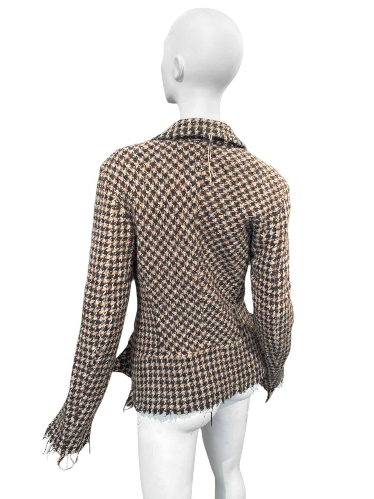 JUNYA WATANABE FW2003 BROWN WOOL HOUNDSTOOTH TWEED BOW BLAZER