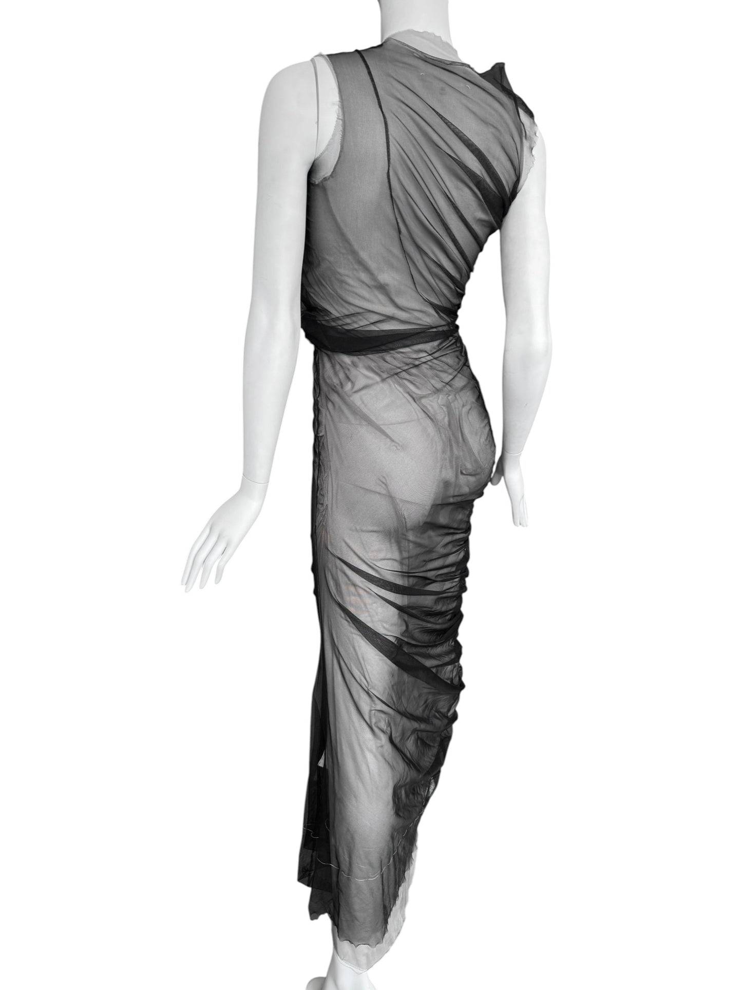 MAISON MARGIELA SS2021 BY JOHN GALLIANO BLACK & WHITE LAYERED DRAPÉ MAXI DRESS