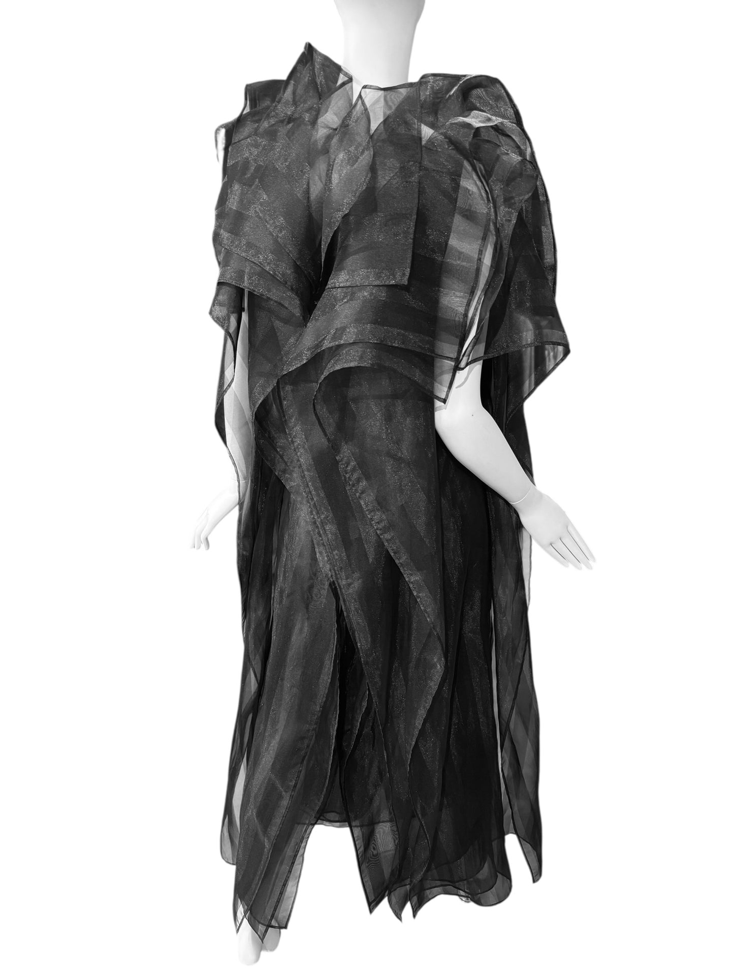 ISSEY MIYAKE FW2009 BY DAI FUJIWARA BLACK PANELS SHEER MAXI DRESS