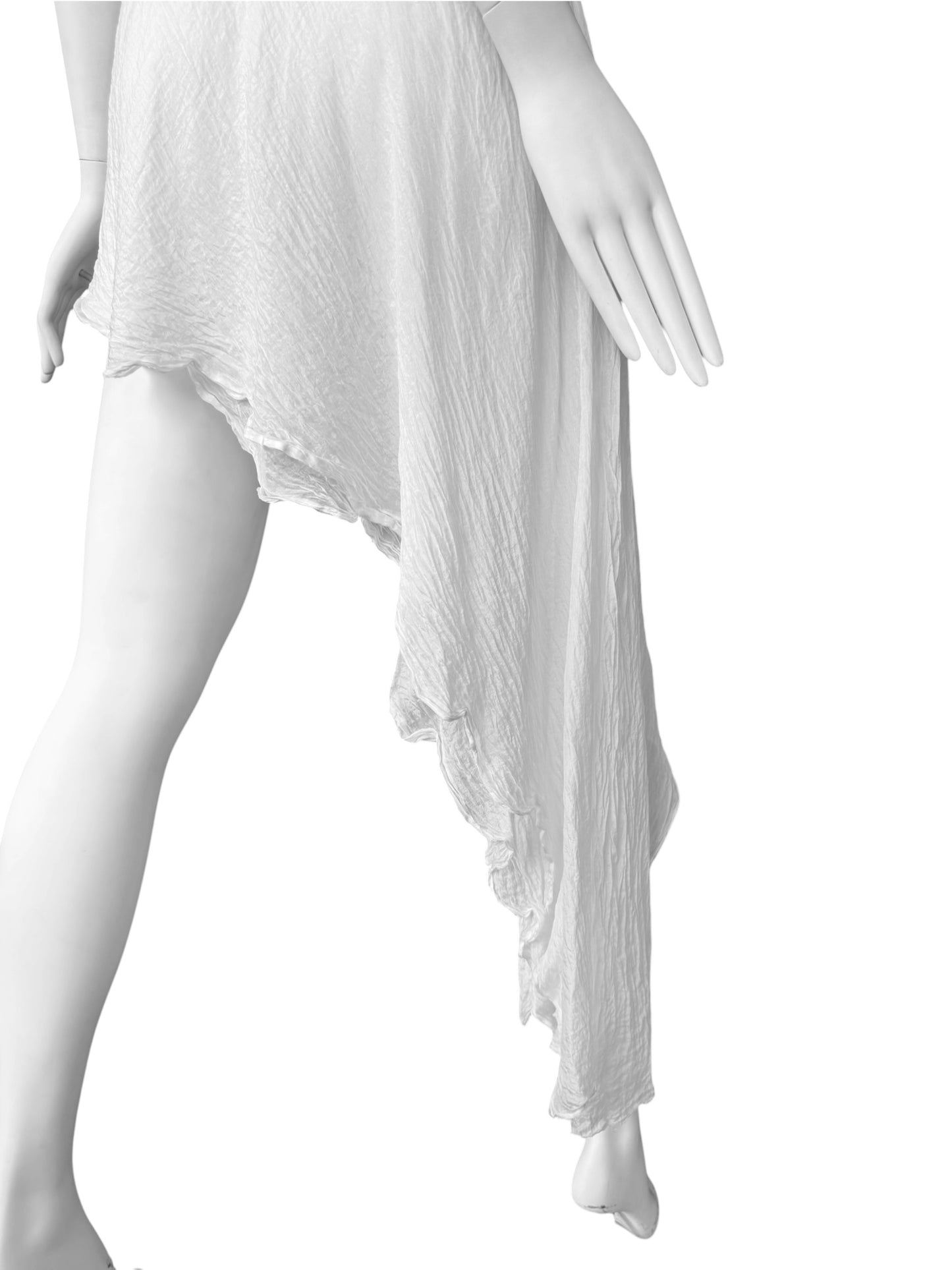 MARC LE BIHAN 2020s WHITE SILK ASYMMETRICAL TOP