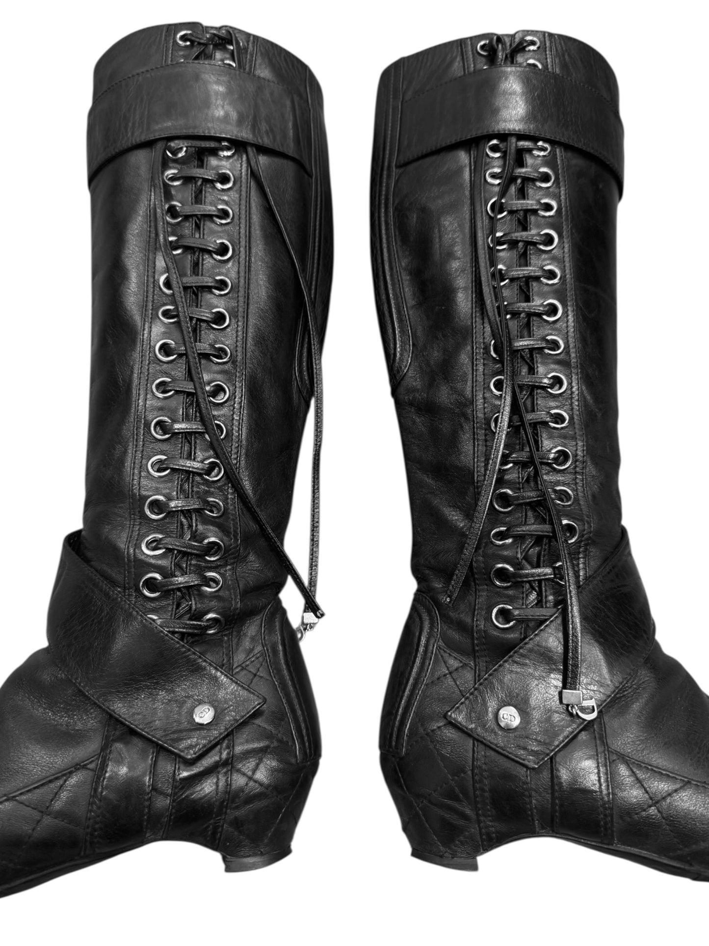 DIOR FW2005 BY JOHN GALLIANO BLACK LEATHER BOOTS