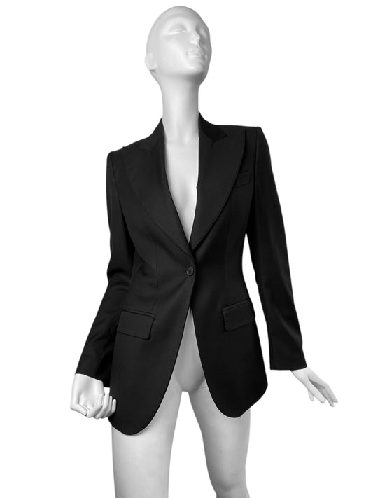 ALEXANDER MCQUEEN FW2001 «WHAT A MERRY-GO-ROUND» BLACK WOOL TOPSTITCHING DETAIL BLAZER