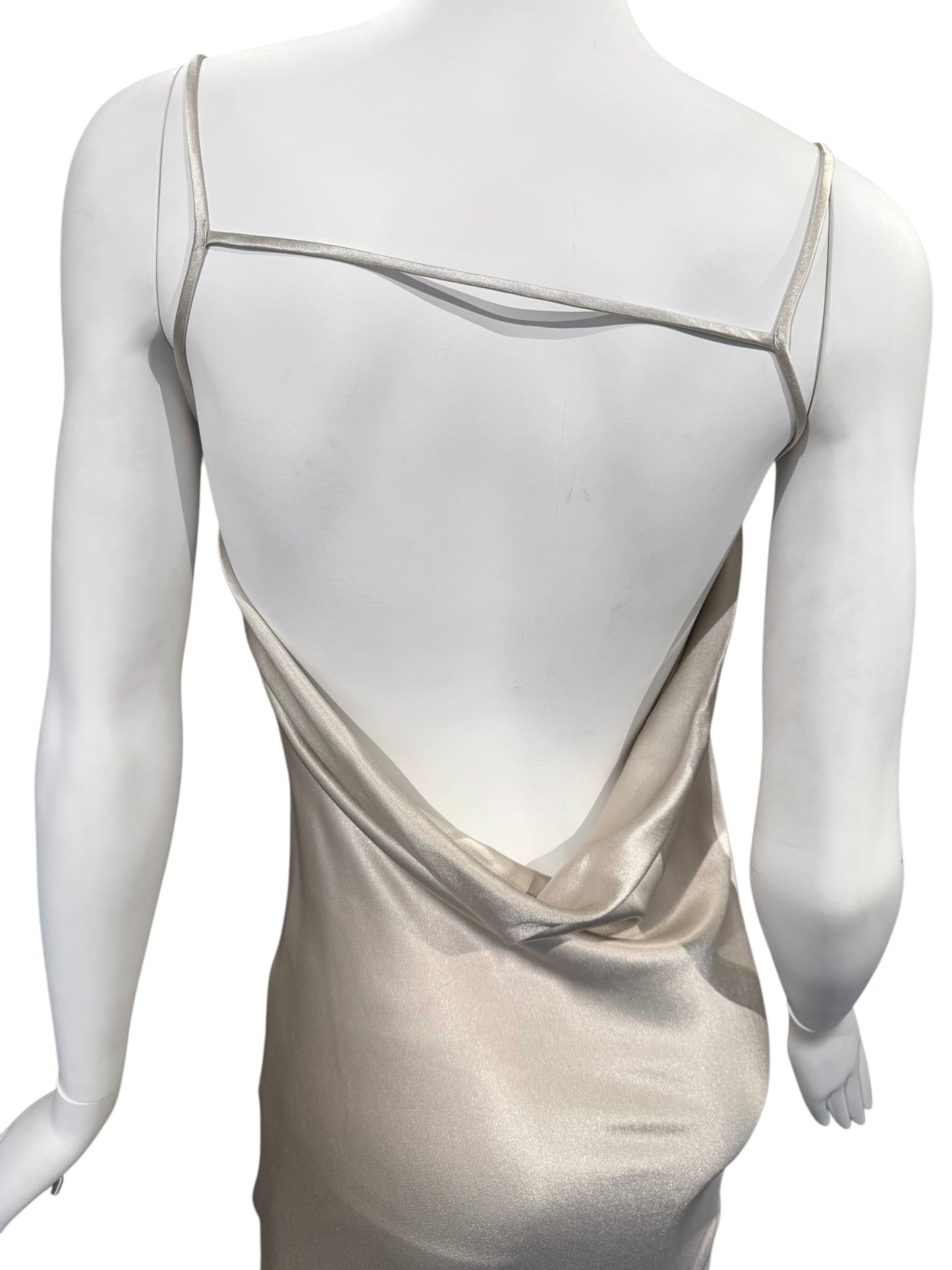 PLEIN SUD 1990s CHAMPAGNE OPEN BACKLESS MAXI DRESS