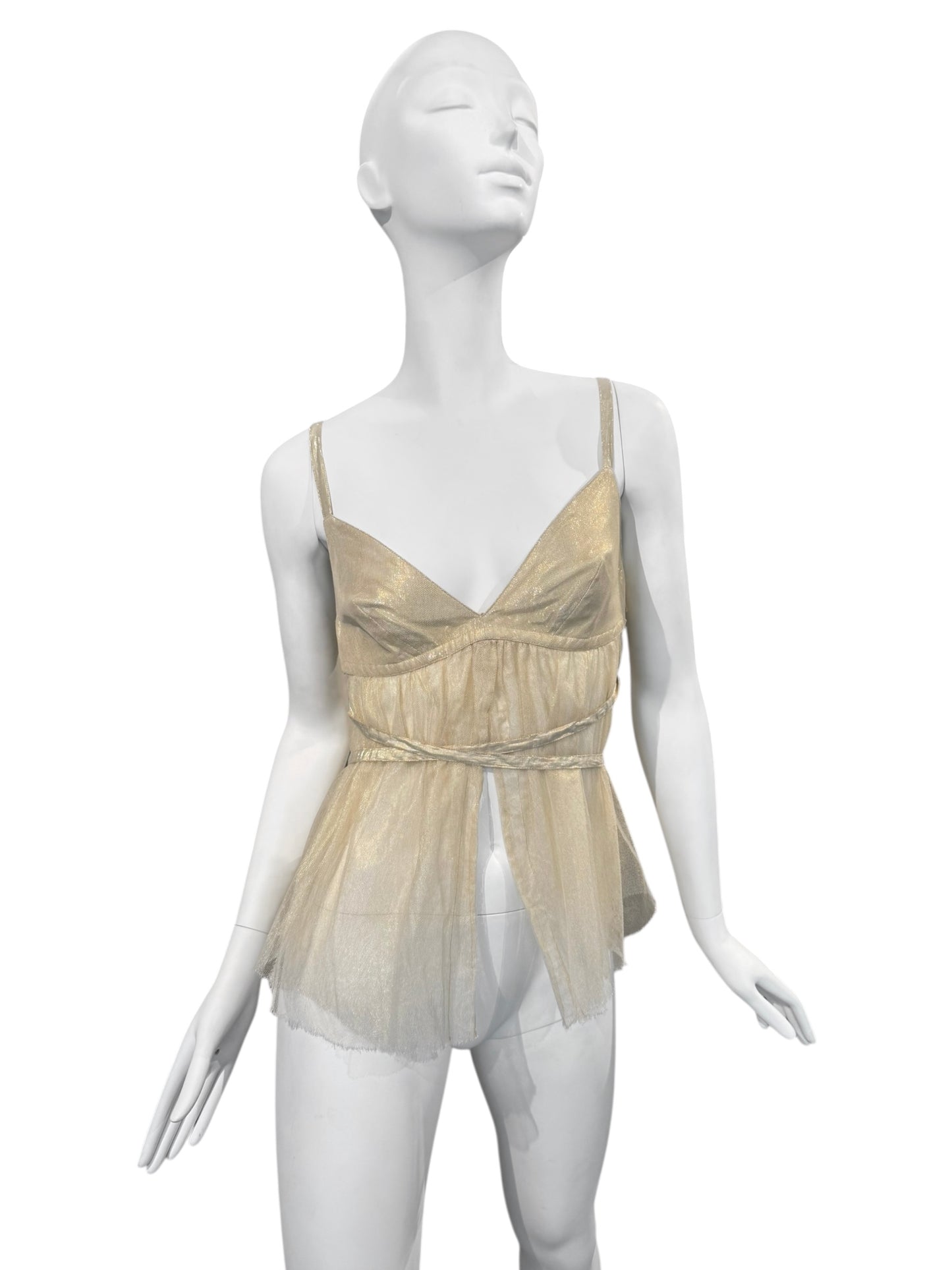 PLEIN SUD 2000s GOLDEN TULLE CAMI TOP