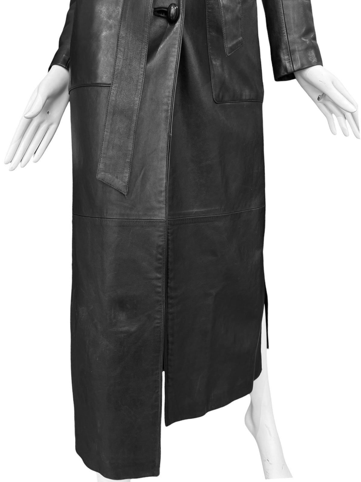 JITROIS 2000s BLACK LEATHER MAXI COAT