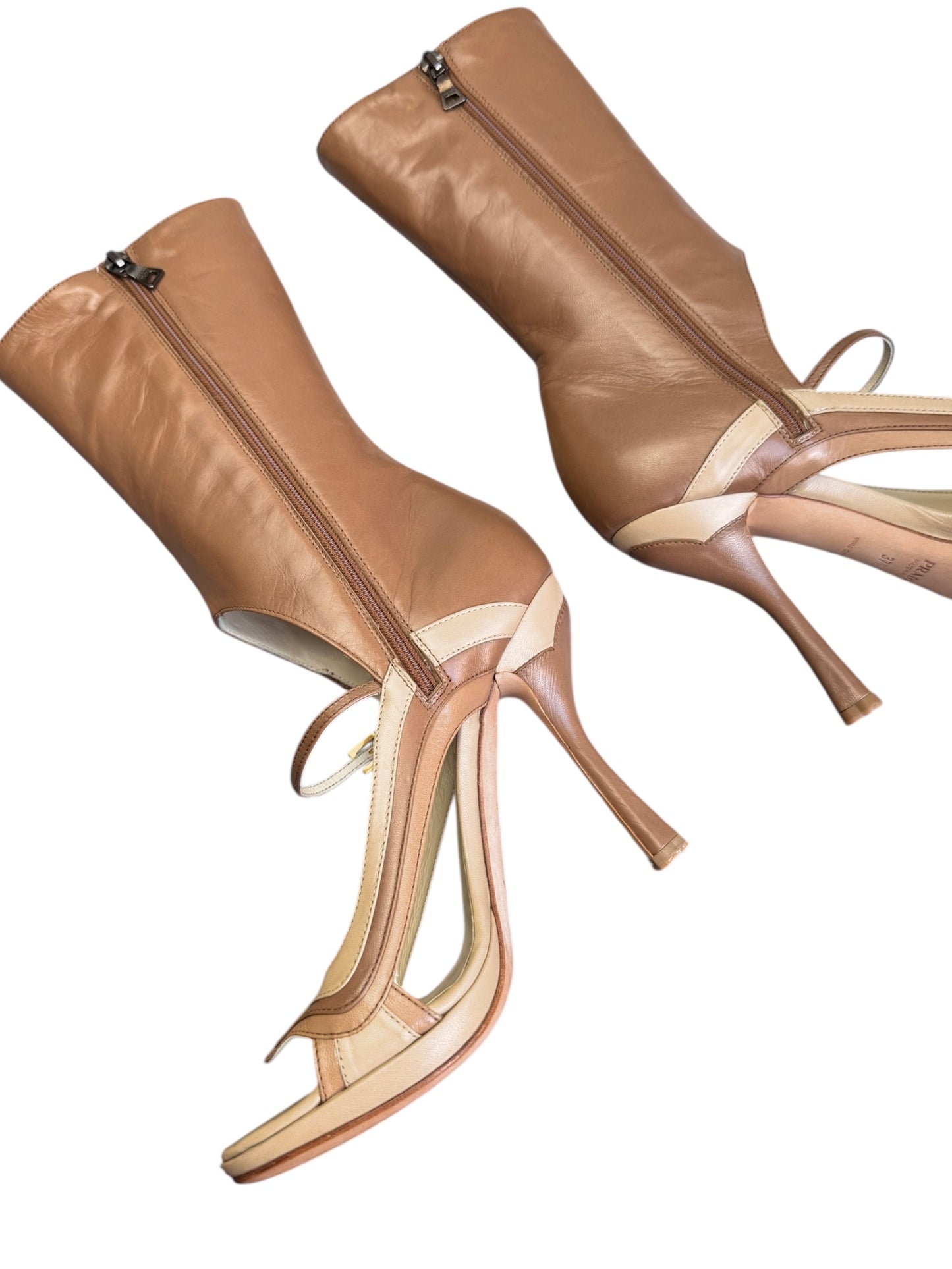 PRADA SS2008 BROWN LEATHER SANDAL BOOTS