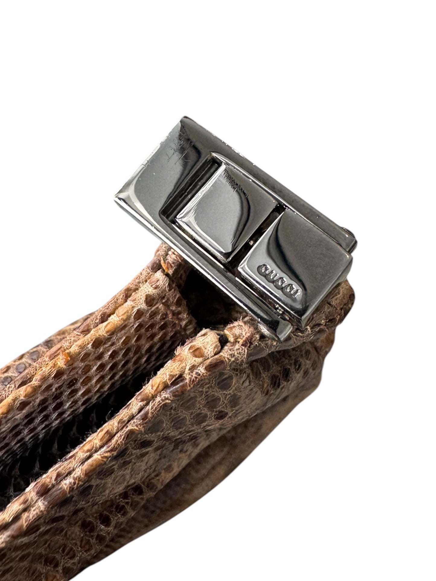 GUCCI FW1999 BY TOM FORD BROWN LIZARD LEATHER CLUTCH