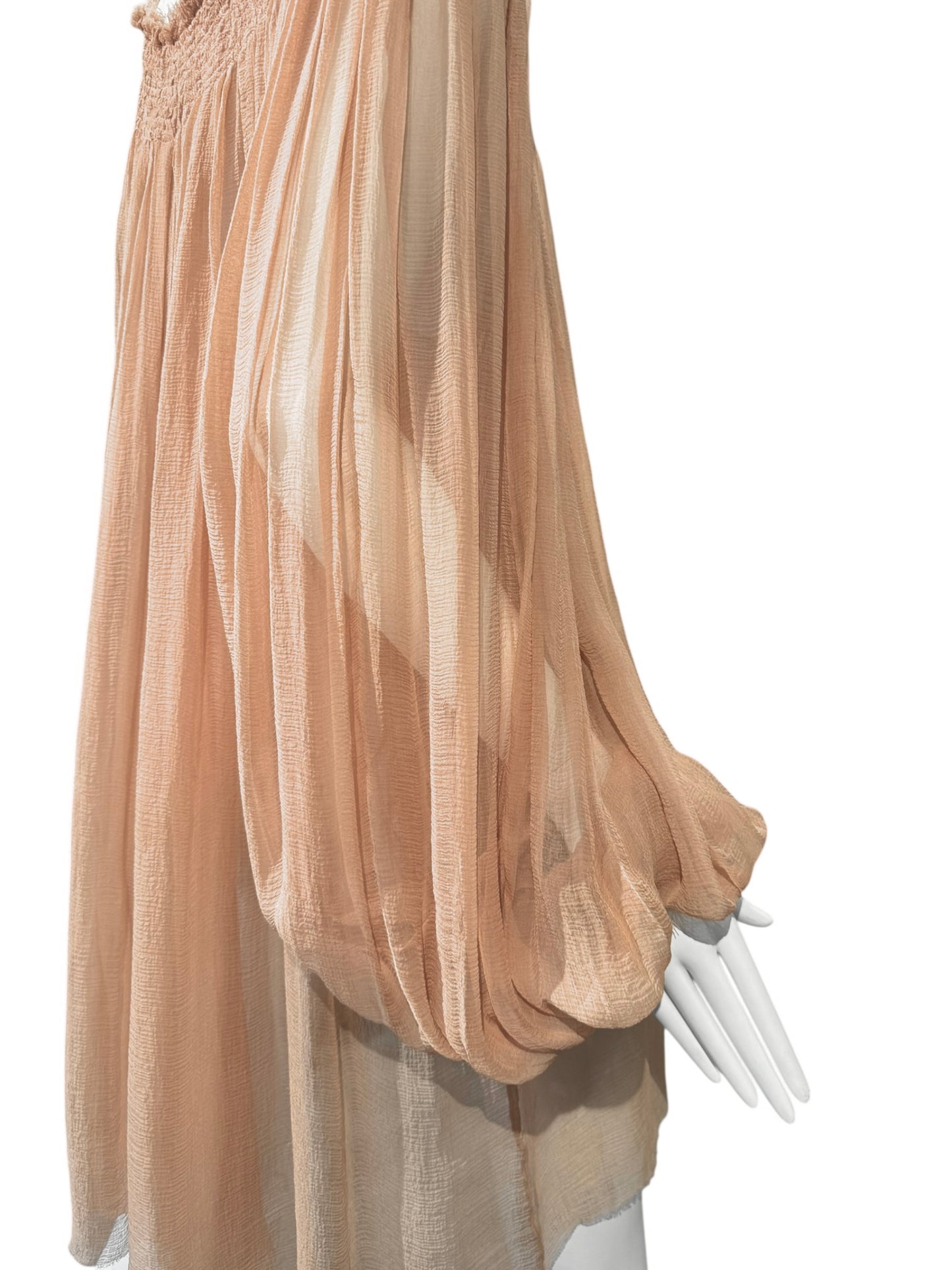 ALEXANDER MCQUEEN SS2003 «IRERE» BLUSH NUDE SILK BLOUSE/DRESS