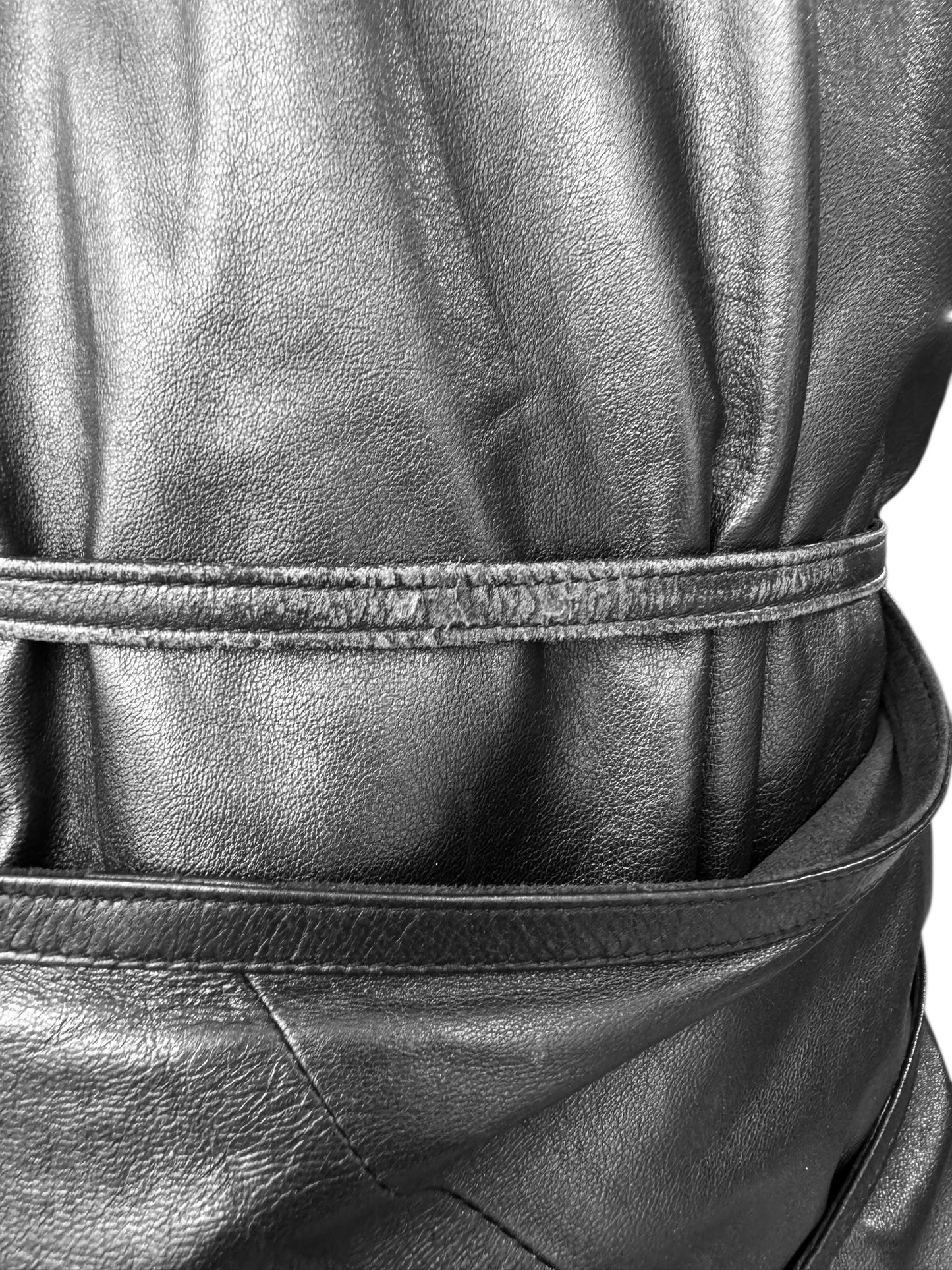 GUCCI FW1997 BY TOM FORD BLACK LEATHER WRAPPABLE MIDI DRESS