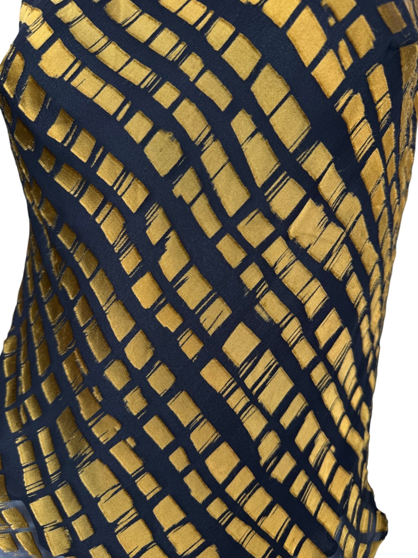 PLEIN SUD SUN 1990s BLACK & GOLD SILK TANK TOP