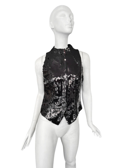 ALEXANDER MCQUEEN FW1998 ‘JOAN’ BLACK SEQUINS VEST