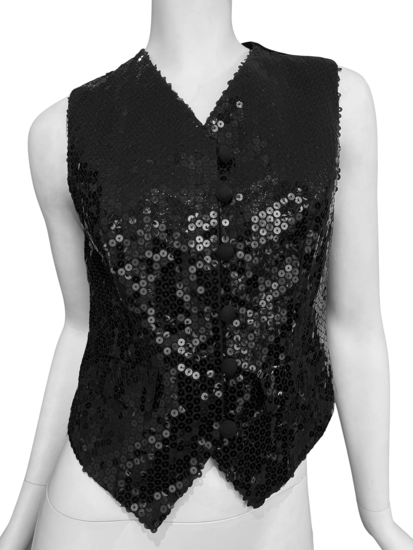 KATHARINE HAMNETT 1998 BLACK SEQUINS VEST