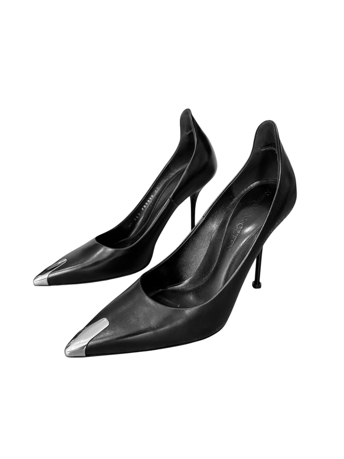 ALEXANDER MCQUEEN SS2022 BY SARAH BURTON BLACK LEATHER HEELS