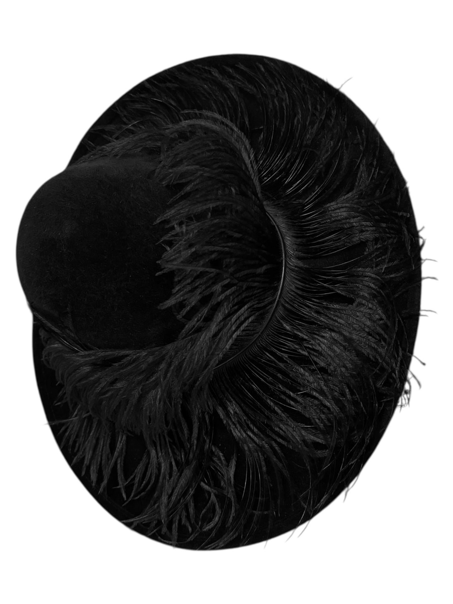 PHILIP TREACY 2020s BLACK VELVET & OSTRICH FEATHERS HAT